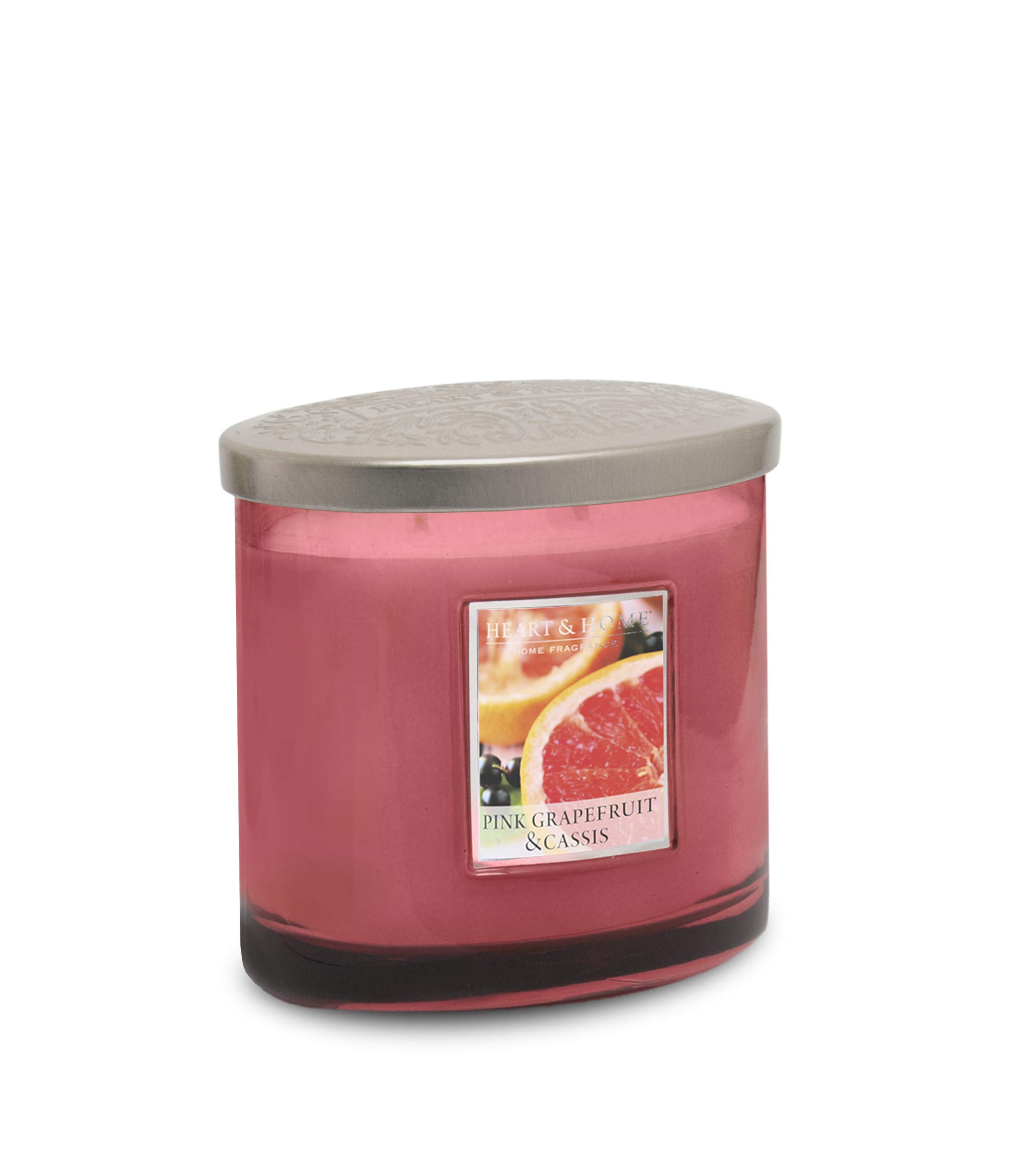 Heart and Home Heart & Home Pink Grapefruit & Cassis Twin Wick Ellipse Soy Candle40 Hours Burn from B&Q