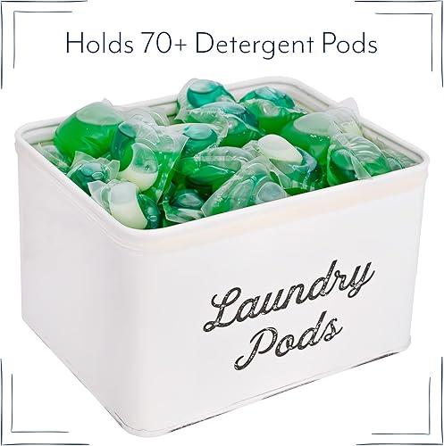 Miniatura 7 de AuldHome - Soporte para cápsulas de lavandería esmaltadas, color blanco rústico