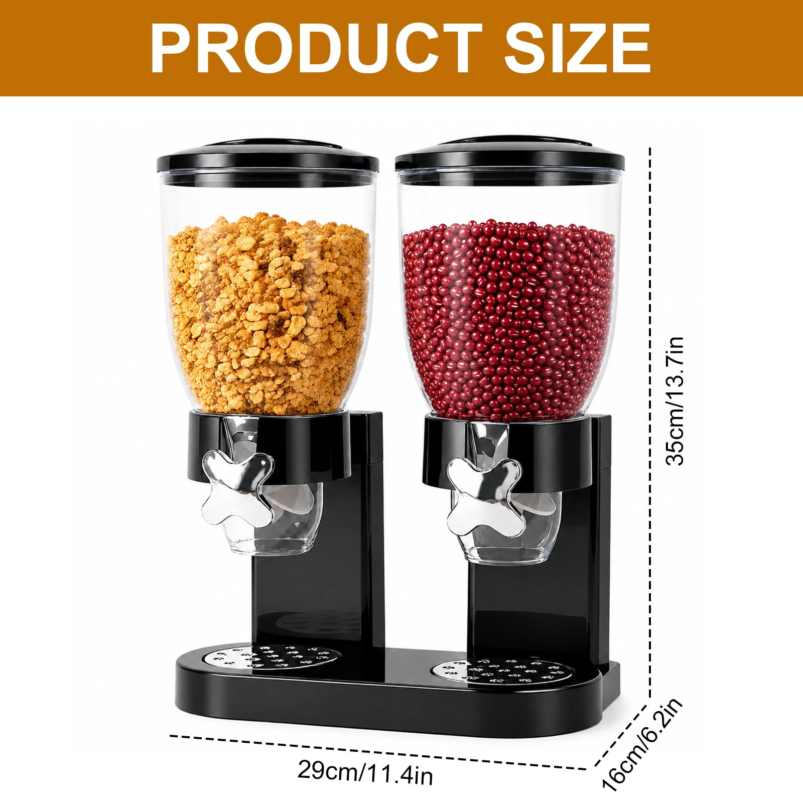 Cereal Dispenser Countertop 2L 2er Pack, Luftdichter Müslispender für die Organisation des Küchenvorratsraums, Ideal für Süßigkeiten, Müsli, Reis, Nüsse, Bohnen, Kaffebohnen