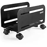 VIVO Computer Mid-Tower Case, CPU Steel Rolling Stand, Adjustable Mobile Cart Holder with Locking Caster Wheels, Black, CART-PC01