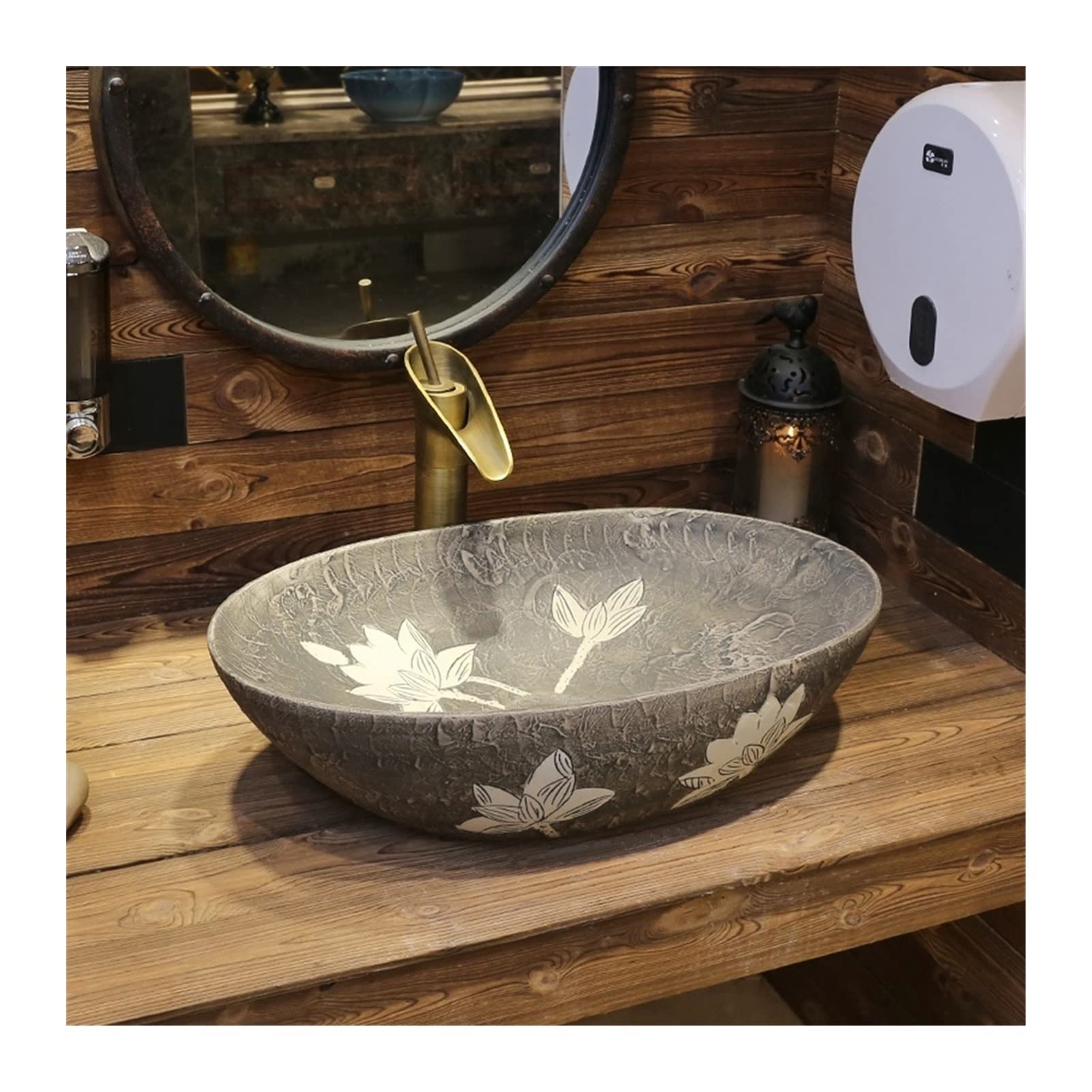 Aderfetbi A Bathroom Sink Oval Ceramic Bathroom Sink Rt Utensil Countertop For Or Balcony, 22" X 14"