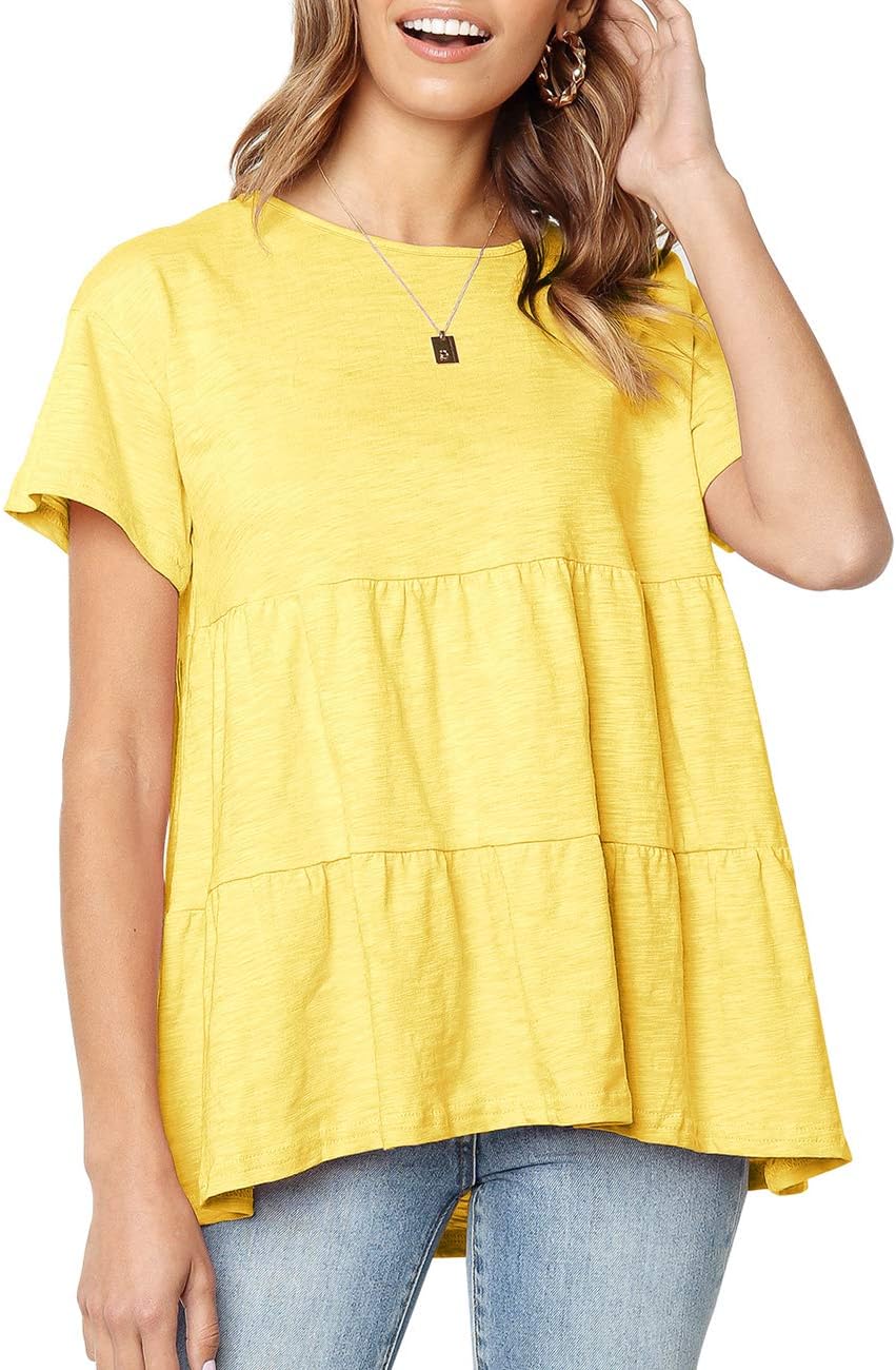Kimiee Women's Casual Short Sleeve T Shirt Tassels Sleeves Blouse