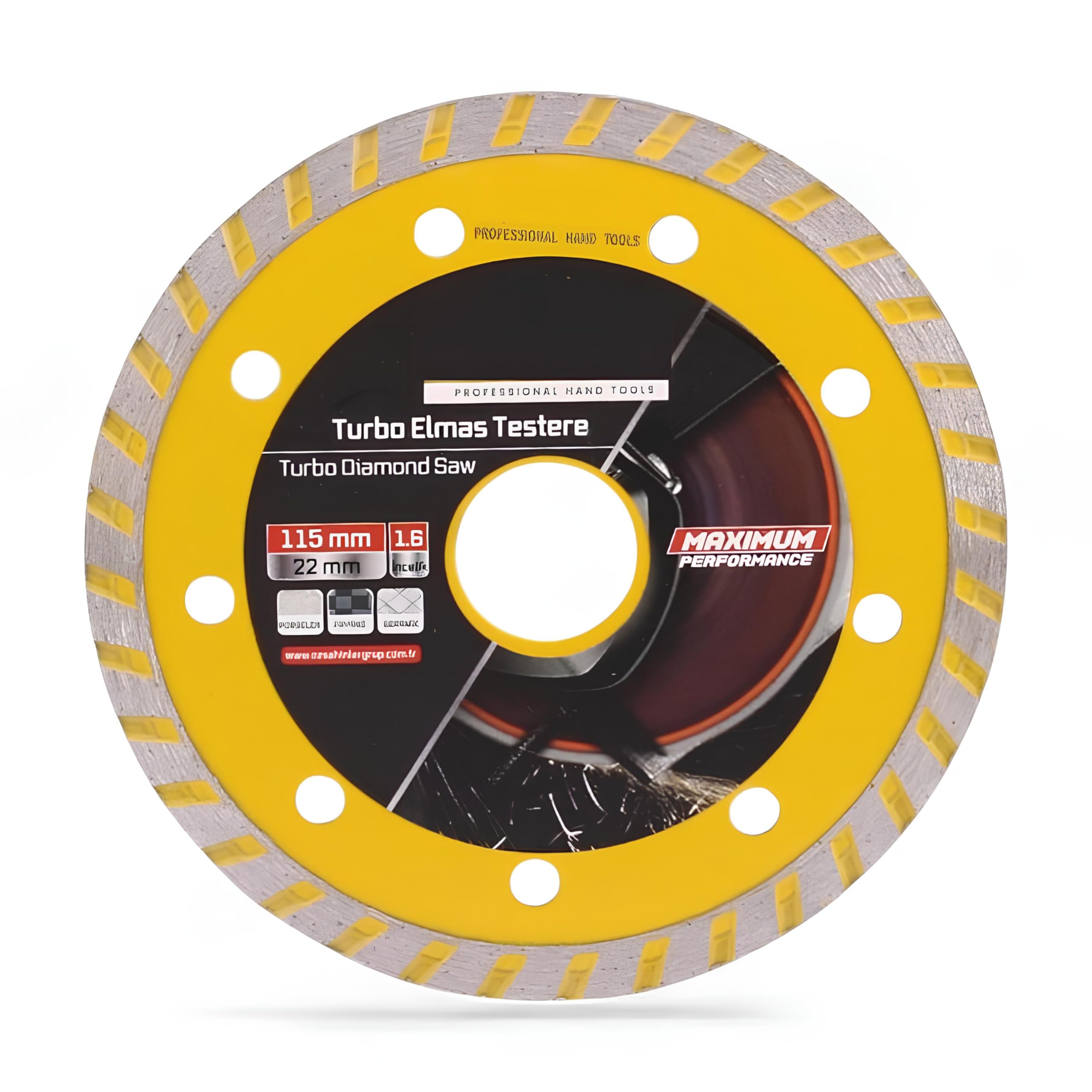 115x22x1.5 mm Turbo Elmas Seramik İnşaat Mermer Porselen Fayans Granit Sulu Kuru Kesim Kesme Disk