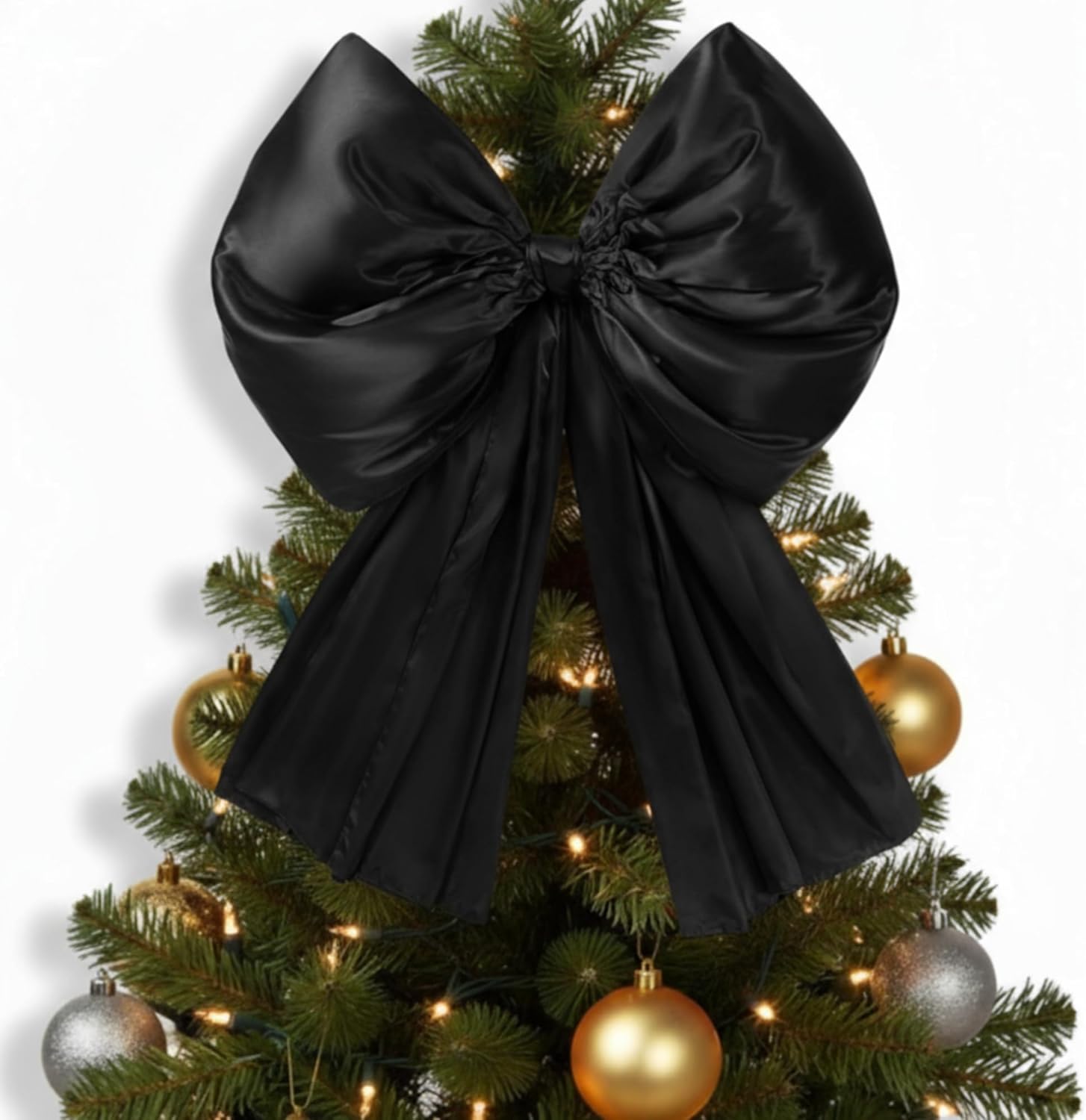 32 x 41 inches christmas extra large satin bows giant christmas tree topper bow decorations for home xmas tree toppers wreath wall birthday wedding engagement party decor(black)