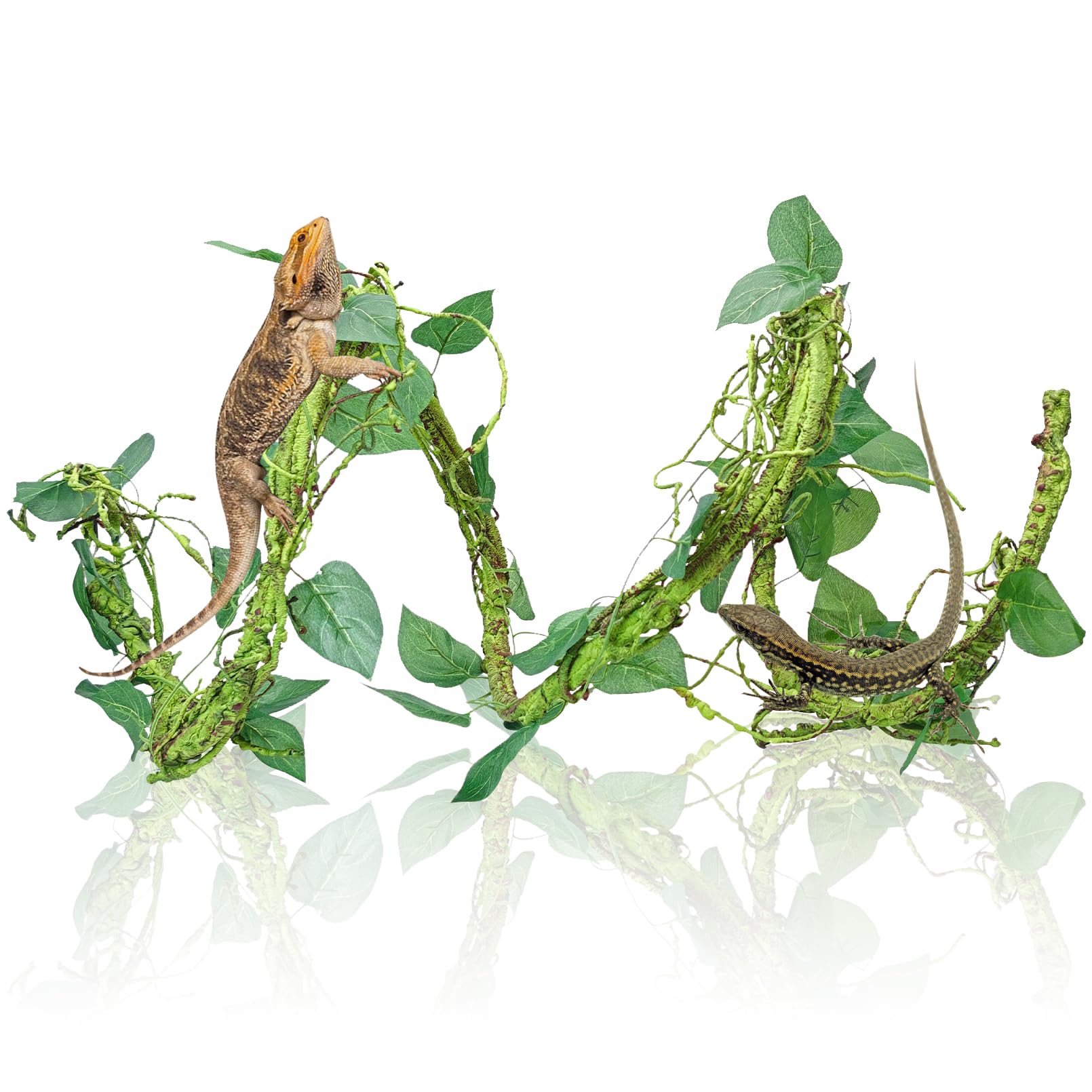 VCEPJH Medium Reptile Vines Thick Terrarium Plants 118 Inches Long Flexible Climbing Branch Lizard Tank Accessories Greenery Habitat Decor for Bearded Dragon Chameleon Gecko Frog Snake (M)