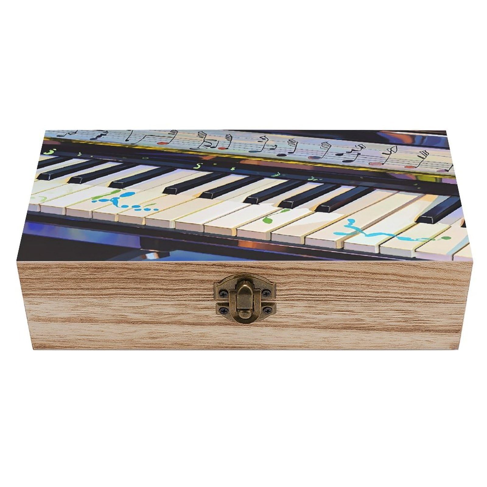 LZQPOEAS Piano Keys with Note Patterns Wooden Box Storage Space to Organize Jewelry in A Beautiful Small Storage Box Decorative Card Boxes Memory Treasure Boxes for Crafts And Photo Storage