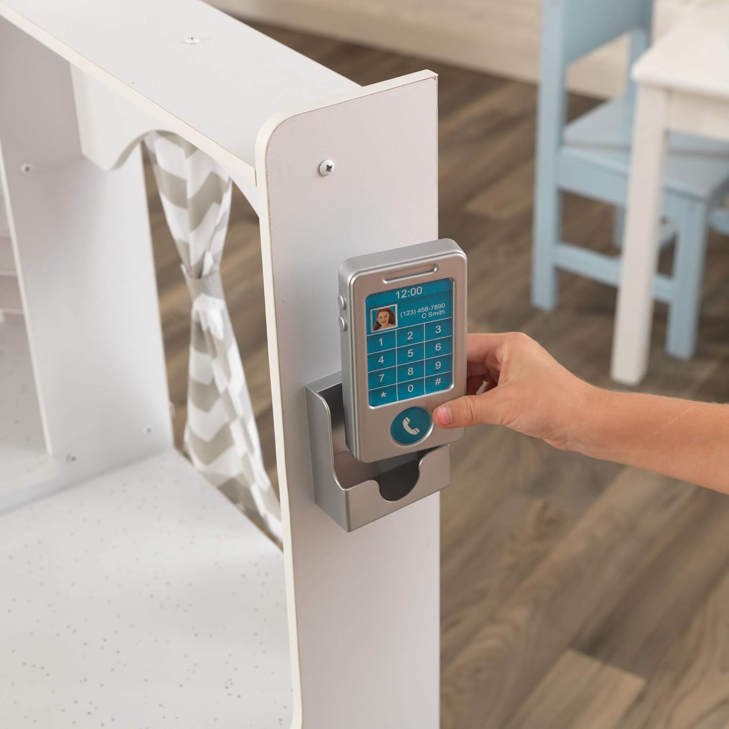 KidKraft Ultimate Corner Wooden Play Kitchen with Lights & Sounds, Play Phone and Curtains, White ,Gift for Ages 3+ : Toys & Games