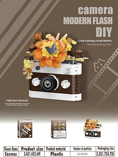 Miniatura 3 de Cosmos Cute Flower Camera Series Mini Building Toy Brick Micro Blocks Kit Miniature Toys Ideal para decoración del hogar Escritorio