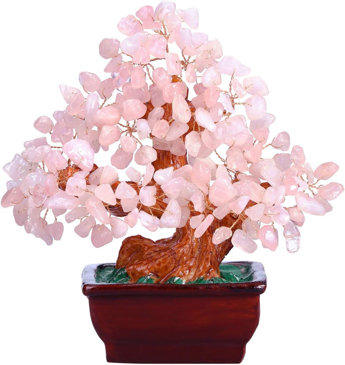 MANIFO Rose Quartz Crystal Tree Reiki Healing Gemstone Money Tree Feng Shui Crystals Stone Tree Home Office Luck Ornament Decoration 6.3 Inch