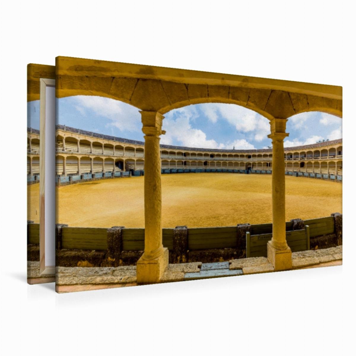 Premium Textil-Leinwand 120 x 80 cm Quer-Format Stierkampfarena, Ronda, Spanien | Wandbild, HD-Bild auf Keilrahmen, Fertigbild auf hochwertigem Vlies, Leinwanddruck von Thomas Konietzny