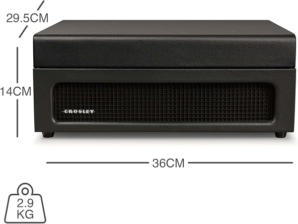 Crosley Voyager Portable Turntable - Bluetooth Record Player, 3-Speed Suitcase Vinyl Player, Home Turntables for Vinyl Records, Built in Stereo Speakers & Bluetooth Receiver, AUX Input, Black - 2