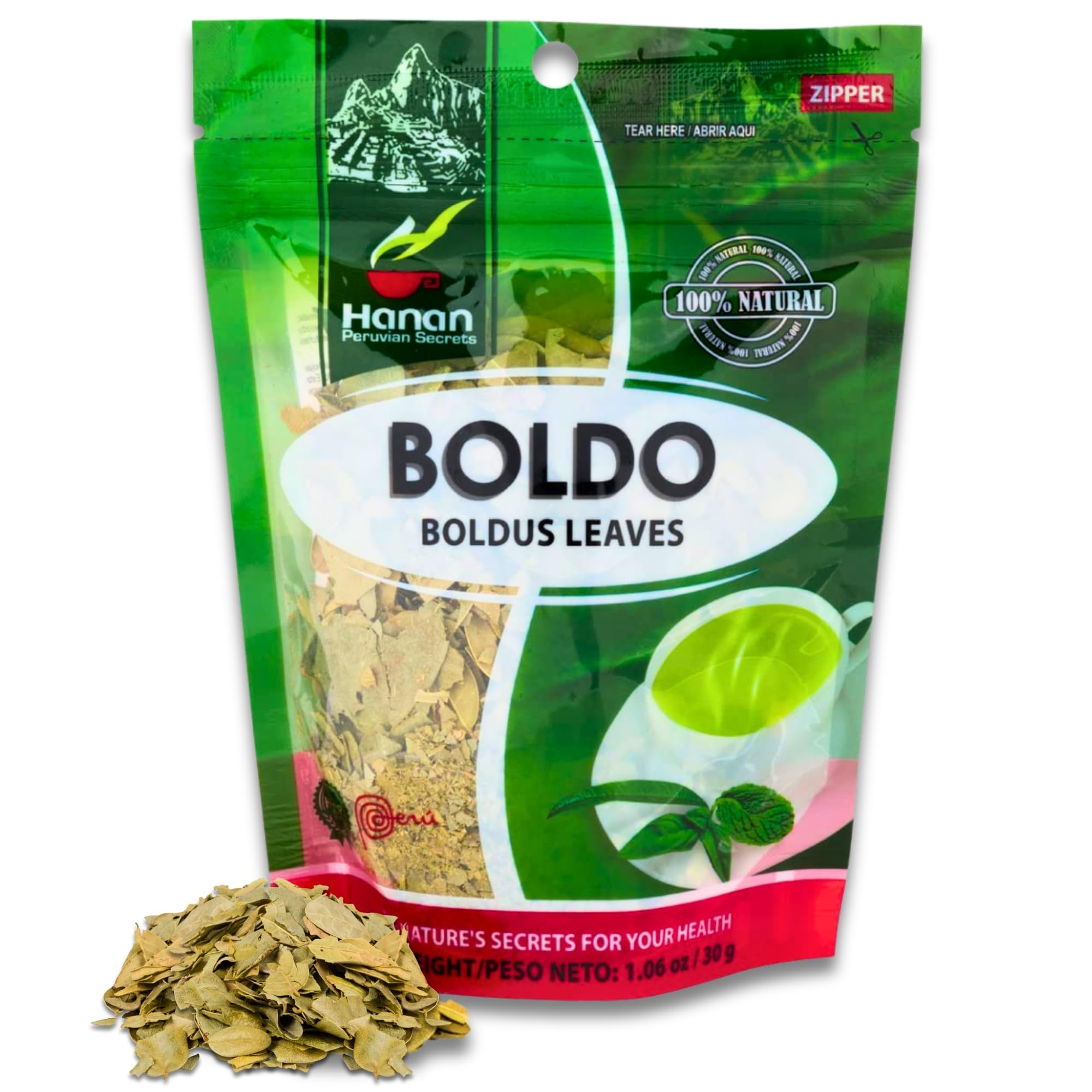 Hanan Boldus Loose Leaf Herbal Tea 1.1oz Boldo Leaves and Herbs Dried Peumus Boldus Plant Leaves From Peru