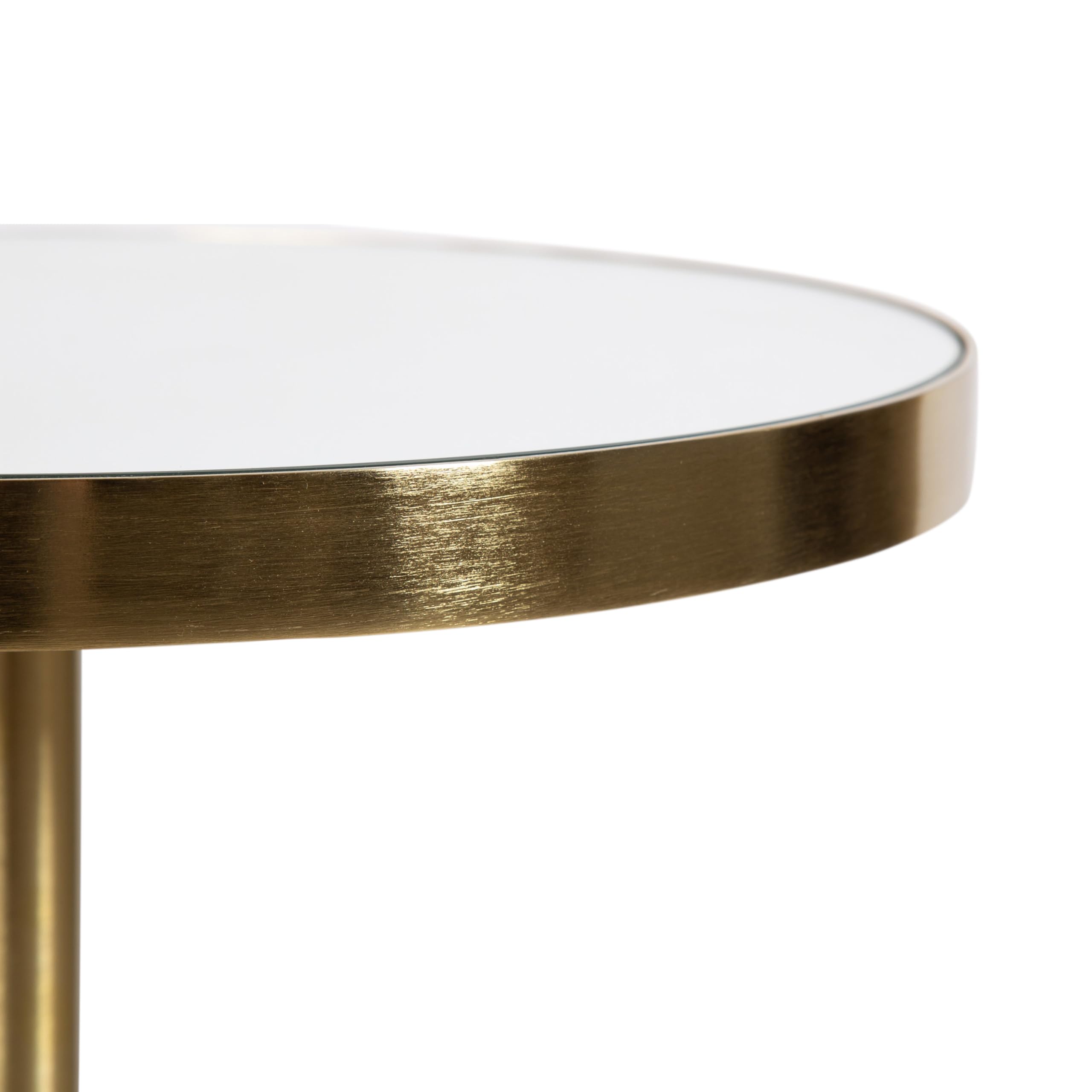 Kate and Laurel Tira Elegant Round Mirrored Side Table, 14 x 14 x 24, Gold, Modern Glam Circle End Table for Use as Bedroom Nightstand or Living Room Plant Stand Table