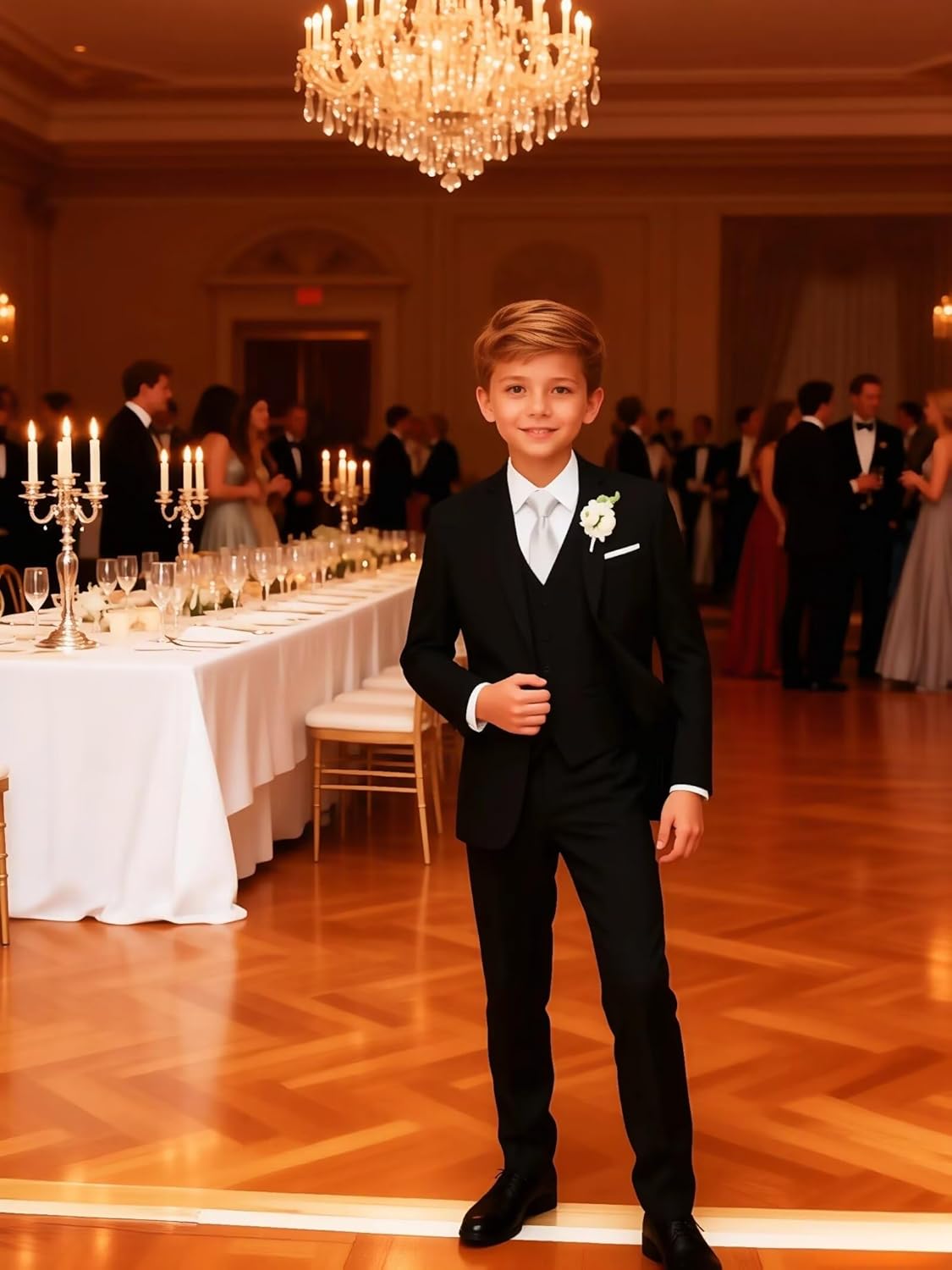 Boys Suit Toddler Fomal Suits Set Wedding Ring Bearer Outfit Graduation Tuxedo Blazer Vest and Pants Dress Clothes