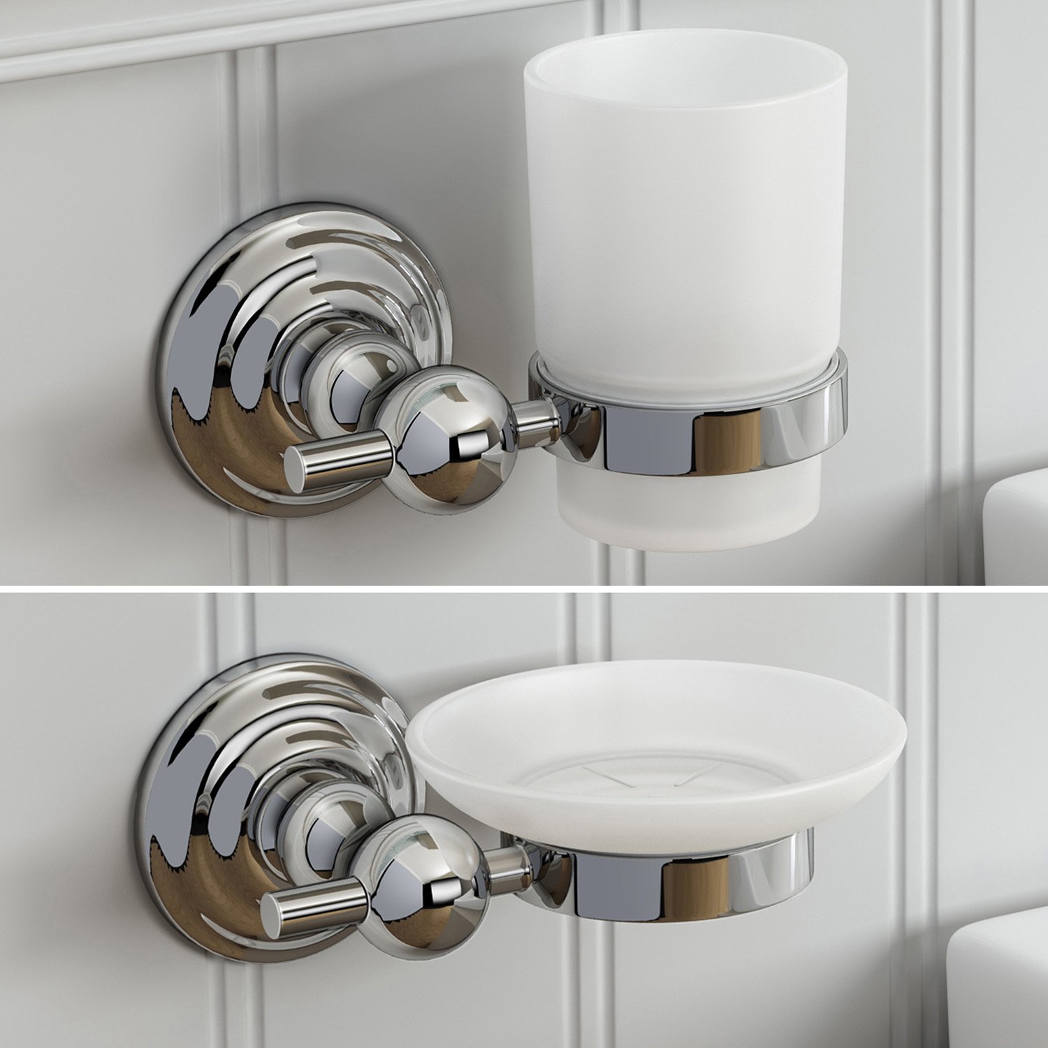 iBathUK | Traditional Bathroom Accessory Set Soap Dish + Toothbrush Holder ACCYS2