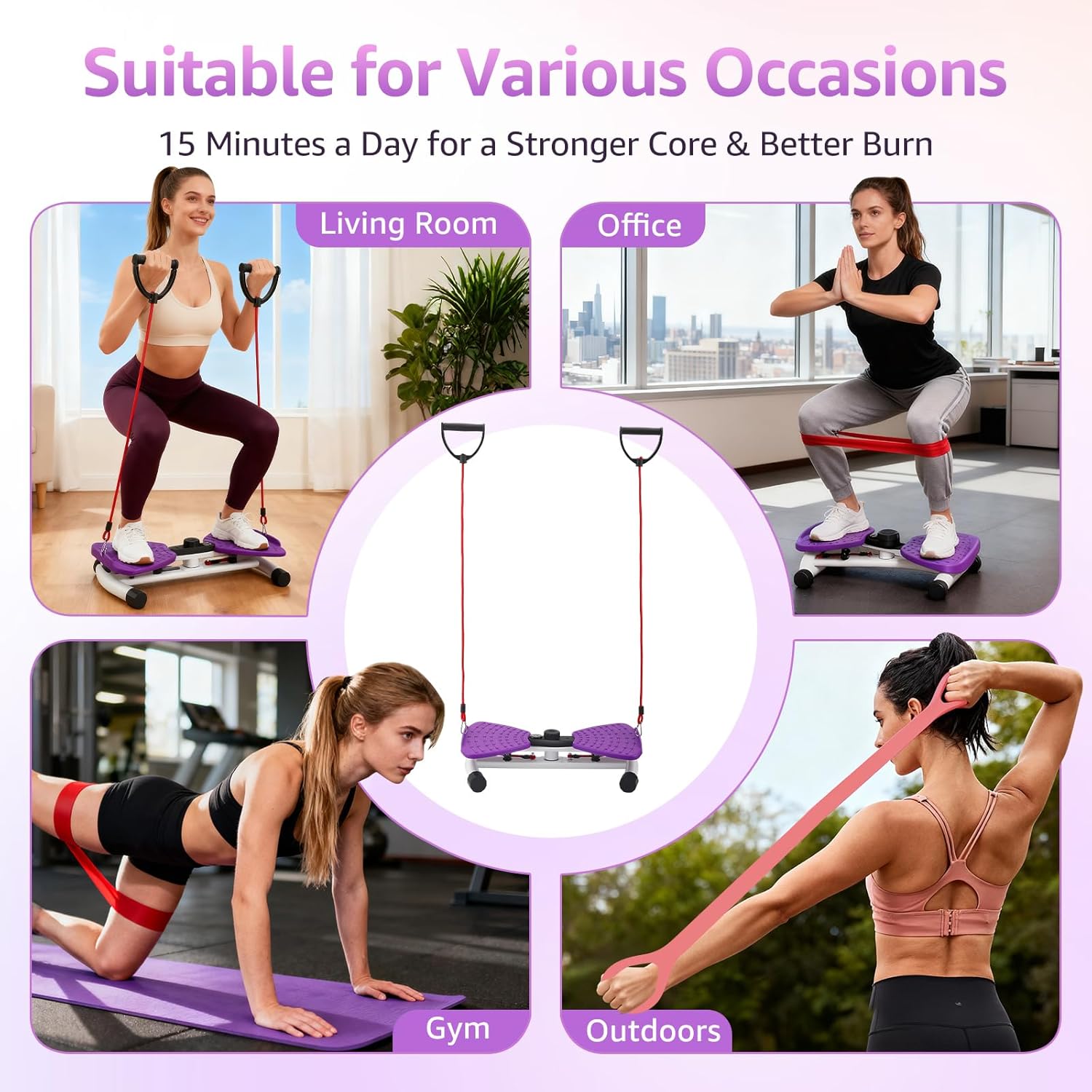 Waist Twister Machine Exercise, Ab Twister Board with LED Digital Display Track Time, Reps, 330 lbs Capacity Calories Noiseless Waist Twisting Fitness Tool with Resistance Bands And Elastic Bands