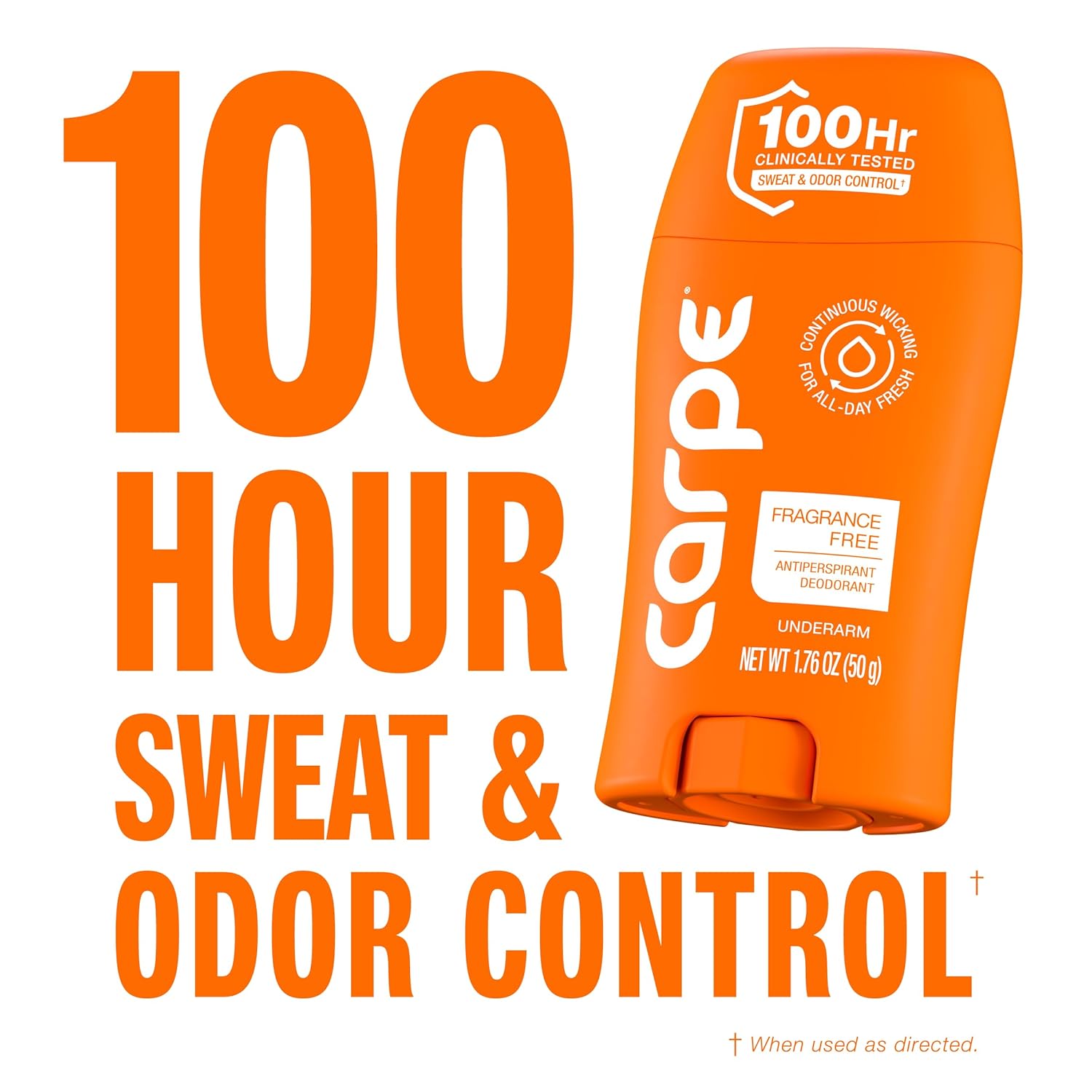 Carpe Underarm Antiperspirant Deodorant for Men and Women - 100 Hour Sweat & Odor Control - Antiperspirant Deodorant for Sensitive Skin - Fragrance Free