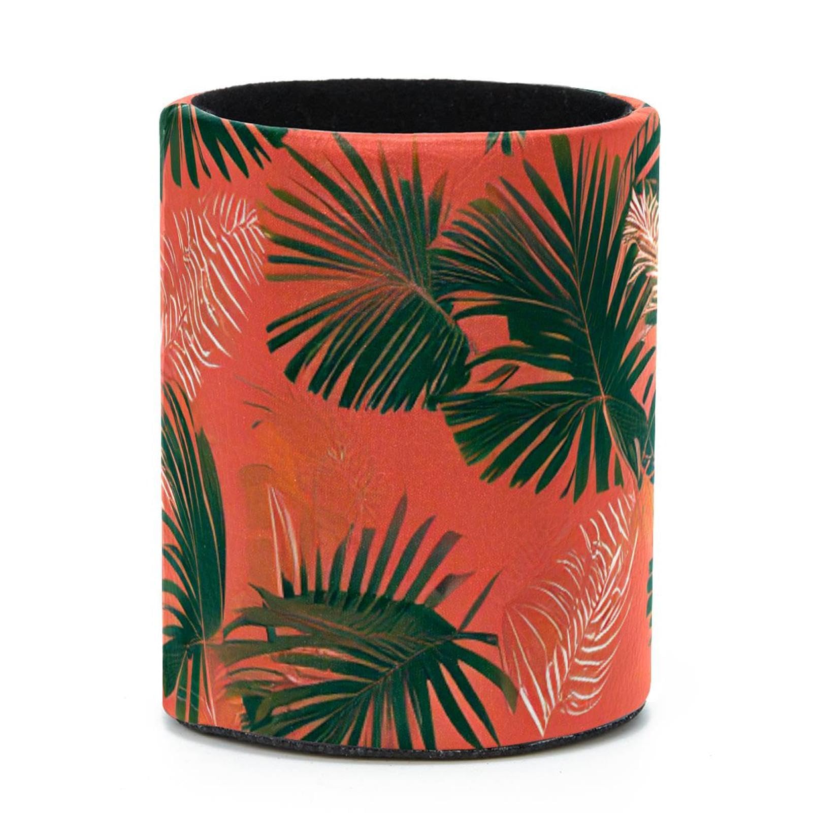 VAPOKF Round Pencil Holders for Desk, Tropical Palm Pen Holders Pen Pot Makeup Brushes Storage Desktop Stationery Supplies Organiser for Home Office