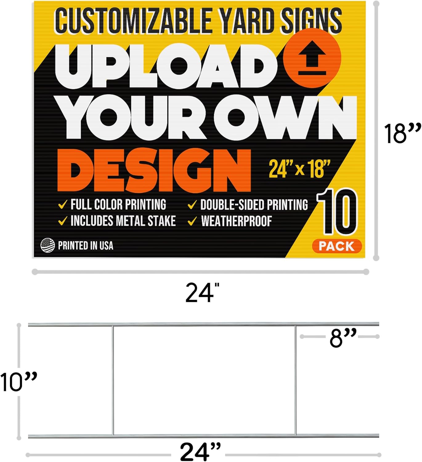 24x18" Custom Yard Signs for Business Double-Sided Personalized Photo Sign with Stakes, Customizable Real Estate Sale Lawn Stake Signs, Customized Estate Sign for Yard (10-Pack)