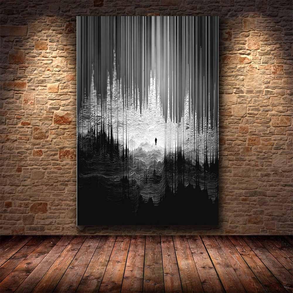 PUQAAEO Arte de pared en lienzo Figura decoración abstracta moderna para habitación,para baño,sala de estar,dormitorio,oficina,pasillo,（negro-80x120cm Sin marco