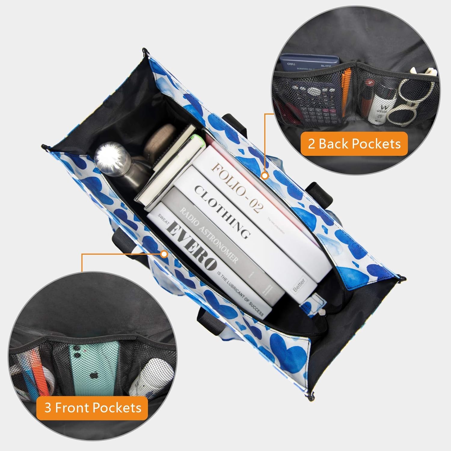 TOPDesign Utility Water Resistant Tote Bag with 13 Pockets, Top Zipper Closure & Thick Bottom Support, for Working Women - Image 3