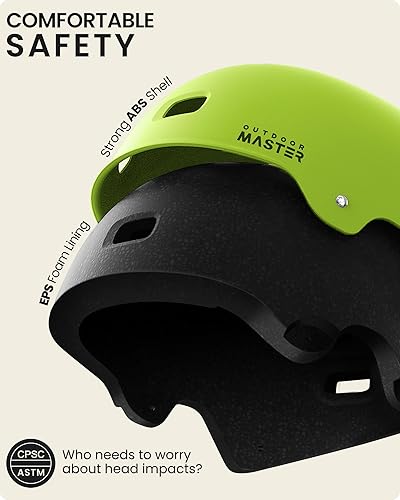 Miniatura 2 de OutdoorMaster - Casco de patineta o bicicleta, con dos forros extraíbles y ventilación, para varios deportes, patinaje, patinaje en línea, para