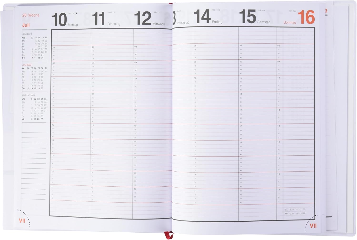 rido/idé Magnum 7027042293 Weekly Planner 2023 Sheet Size 18.3 x 24 cm Wine Red