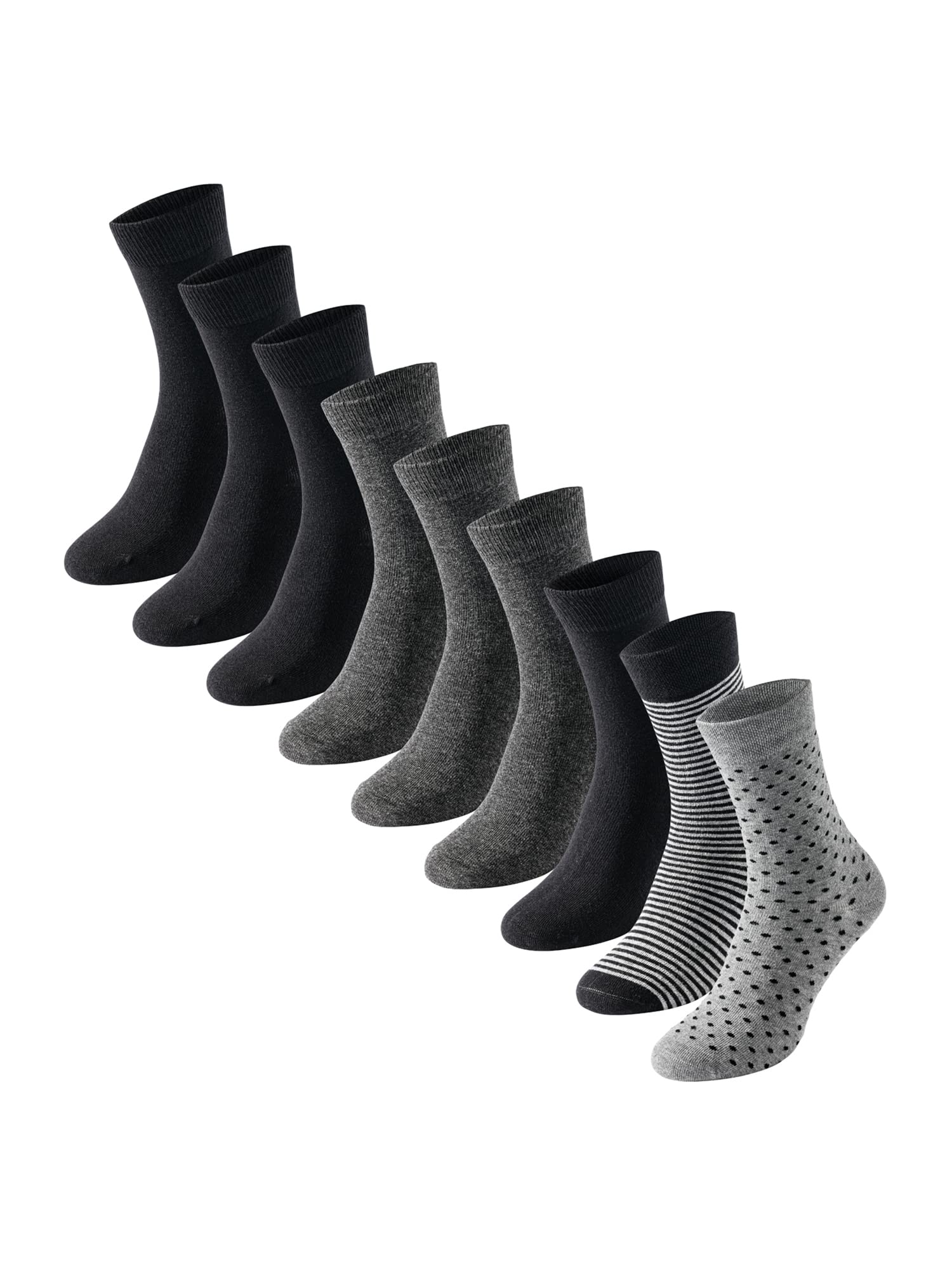 Uncover By Schiesser Women's 4X Schwarz / 3X Anthrazit Mel. / 1X Sw/Gr Gestreift / 1X Grau/Sw Damen 9 Pack Socken Strümpfe - Sparpack Socks,