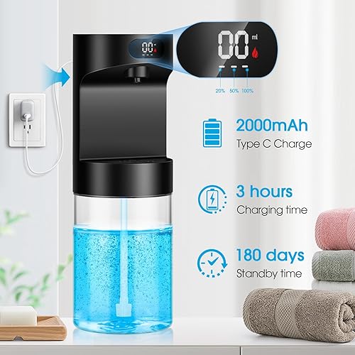 Miniatura 3 de Dispensador automático de enjuague bucal para baño, dispensador de enjuague bucal eléctrico sin contacto de 20.29 onzas, juego de accesorios de baño
