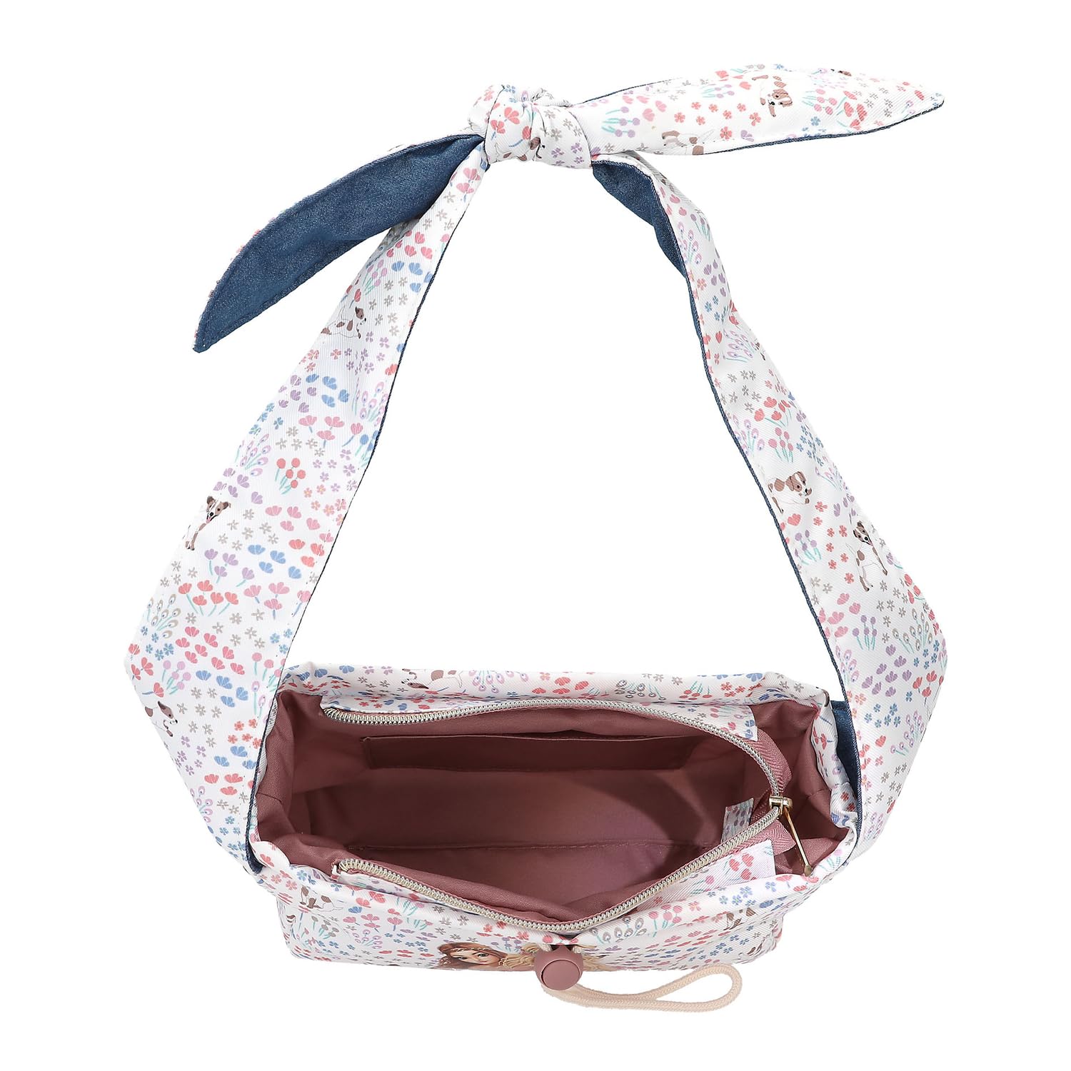 Depesche 12926 TOPModel Velo Fleur - Umhängetasche in Weiß und Blau, mit Model Motiv und Blumen Muster, Handtasche mit Knotendetail