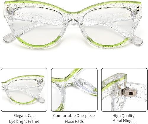 Miniatura 4 de FEISEDY Gafas de computadora de gran tamaño con bloqueo de luz azul para mujer, marco de anteojos falsos de ojo de gato, antifatiga ocular B2323