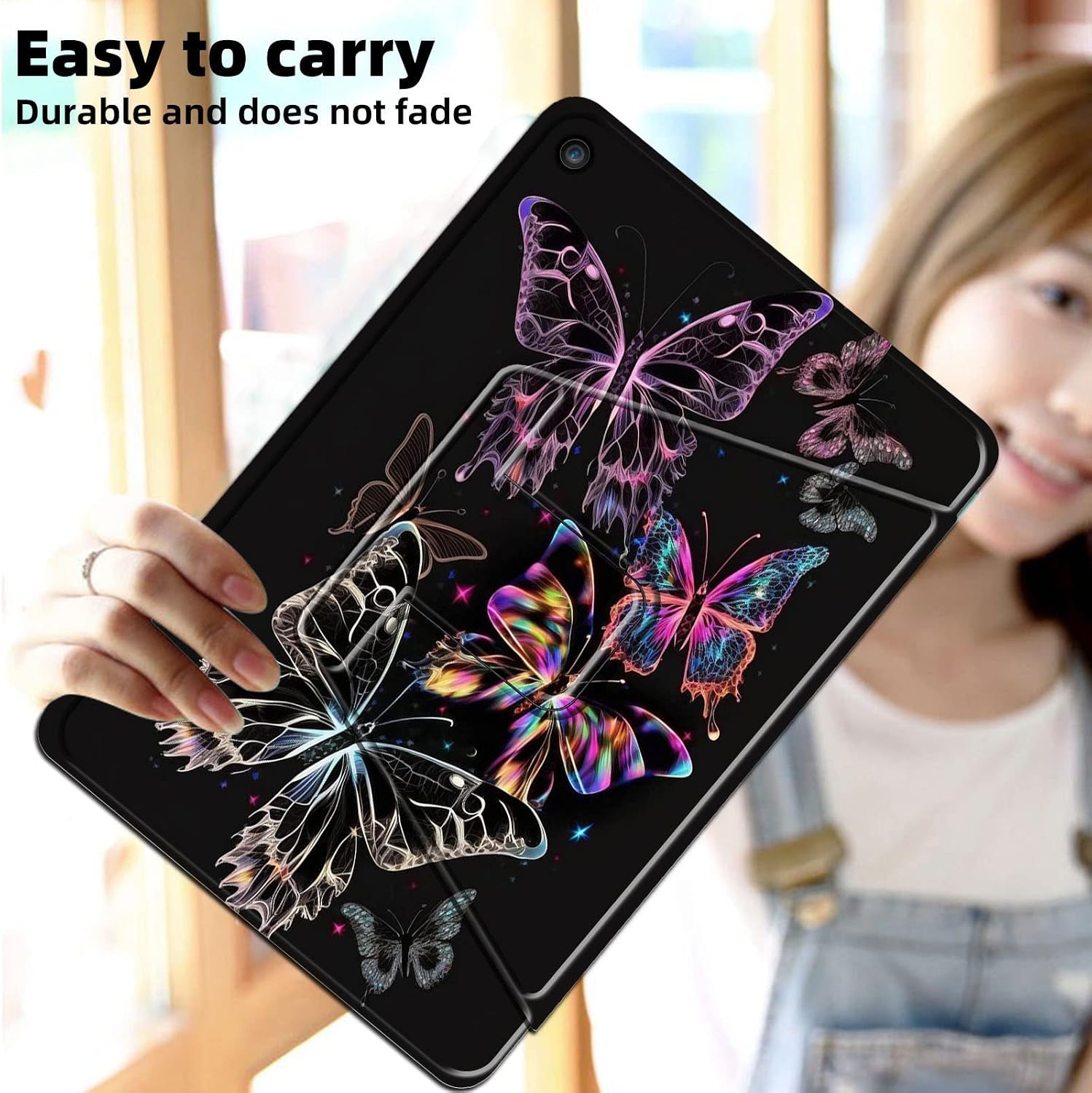 Rotating Case for iPad 10.2 inch 7th/8th/9th Generation 2019/2020/2021,Multi-Angle Viewing 360 Degree Rotating Stand Fold Cover with Auto Wake/Sleep for iPad 10.2,Beaytiful Butterfly