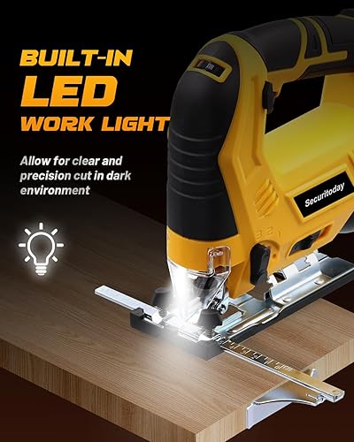 Miniatura 6 de Sierra de calar inalámbrica compatible con batería Dewalt de 20 V MAX, 6 velocidades variables, 4 ajustes orbitales, ángulo biselado (0  - 45 ), luz