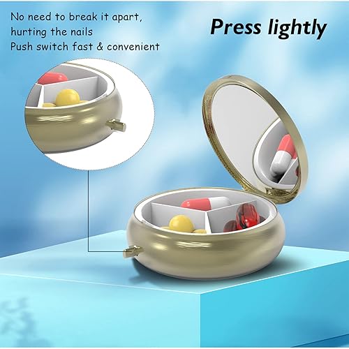 Miniatura 4 de Pastillero pequeño, pastillero para bolso y bolsillo, 3 compartimentos, pastillero de viaje, organizador de medicamentos, almacenamiento para