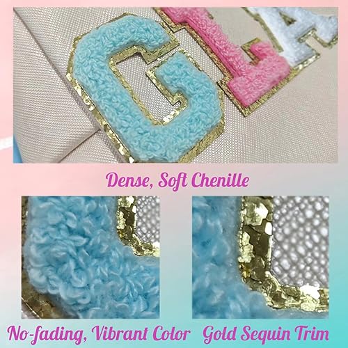 Miniatura 6 de 6 parches de letras de felpilla autoadhesivas para bolsas, parches de letras universitarias de 2 pulgadas para ropa y sombreros, calcomanías de