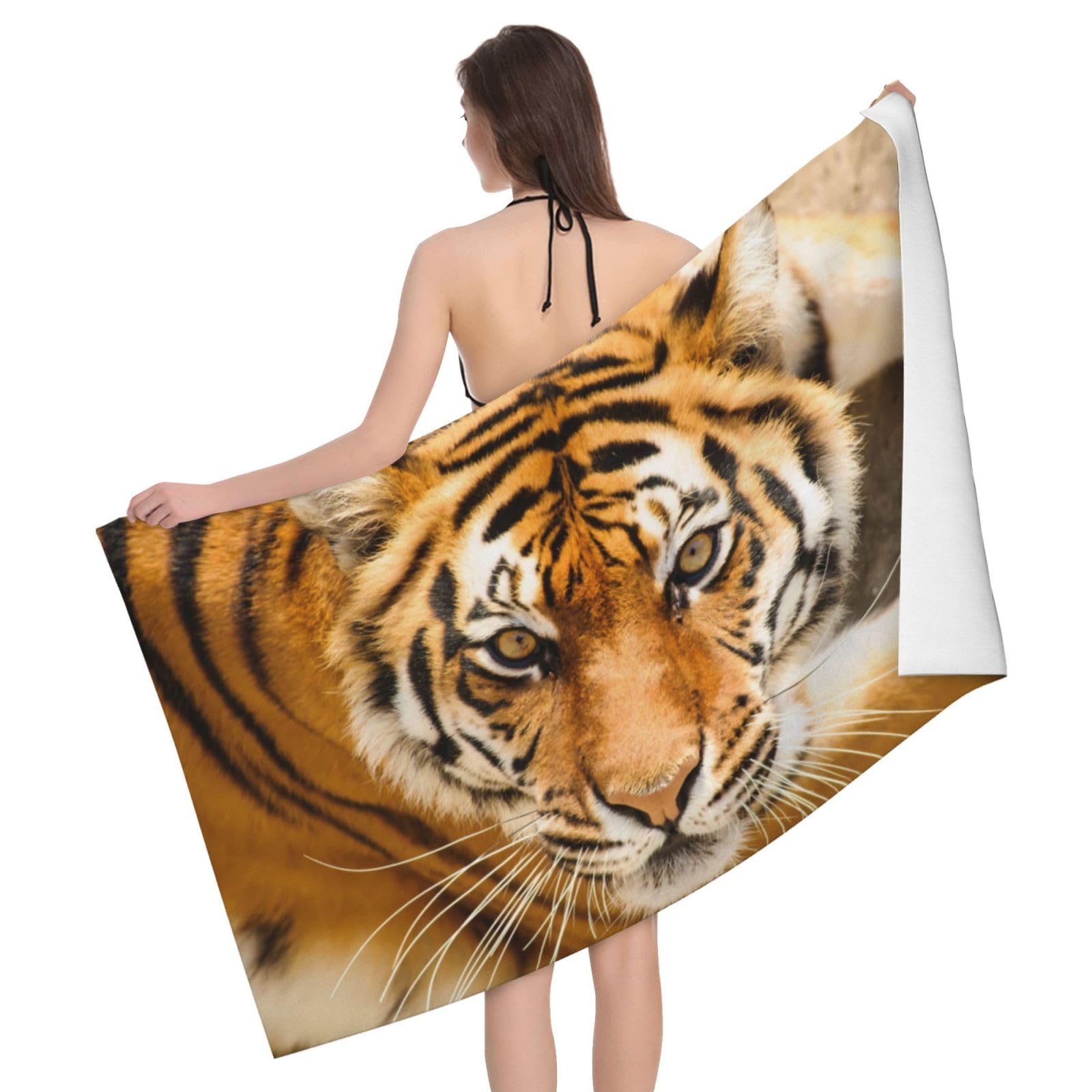 Amazon｜虎 トラ 動物 バスタオル 大判 大型 ビーチタオル 抗菌防臭