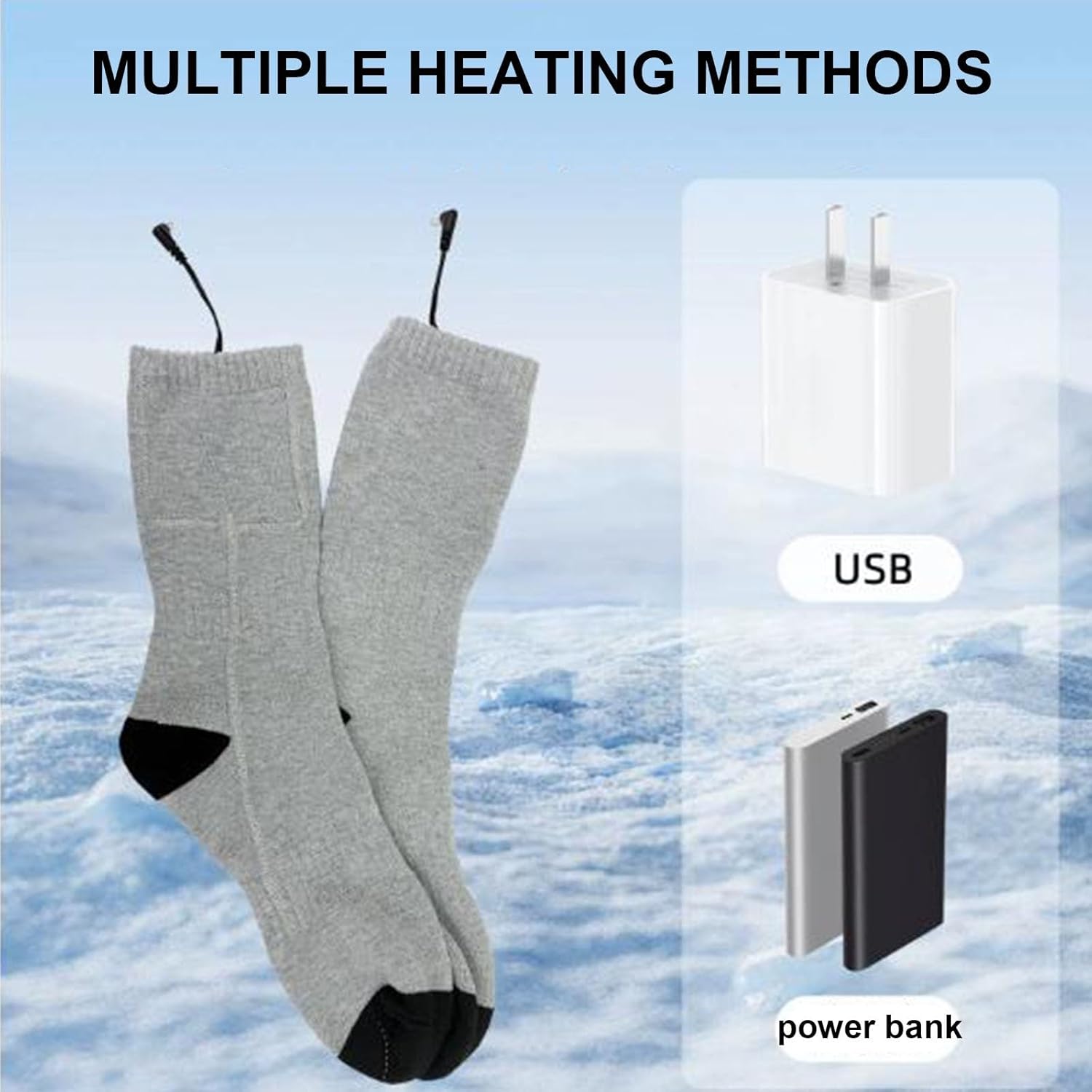 Heated Socks with 2500mAh Rechargeable Battery, Smart Foot Warmers Washable for Camping Hunting Fishing Cycling Skiing Skating Hiking