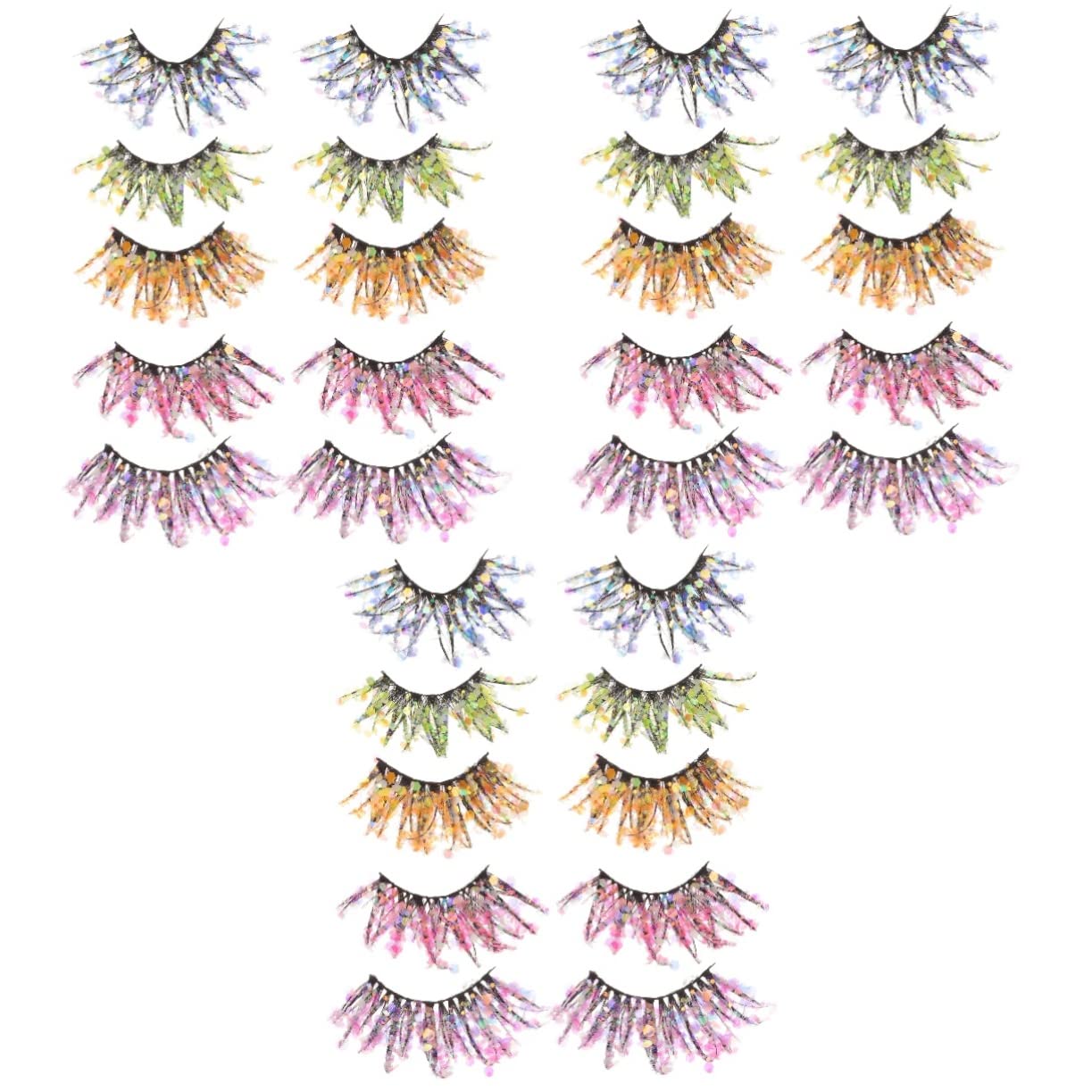 FRCOLOR 15 Paires Faux Cils Colorés Cils Scintillants De Couleur Faux D'halloween Avec Pelucheux Faux Dramatiques Se Réconcilier 3d Fibre Chimique Vêtements