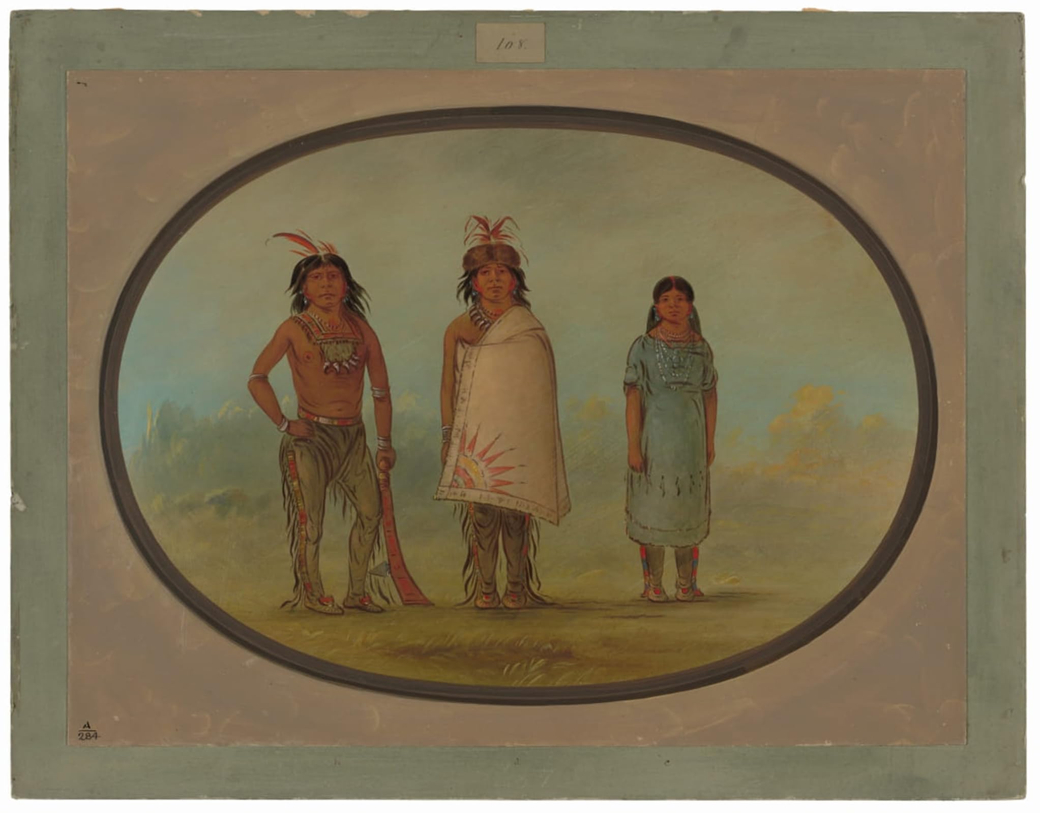 RZHRHJES Abstract Painting Poster Art Print Canvas Print Poster Two Chippewyan Warrioriess and a Woman by George Catlin Landscape Canvas Painting for Office Decor 60x90cm