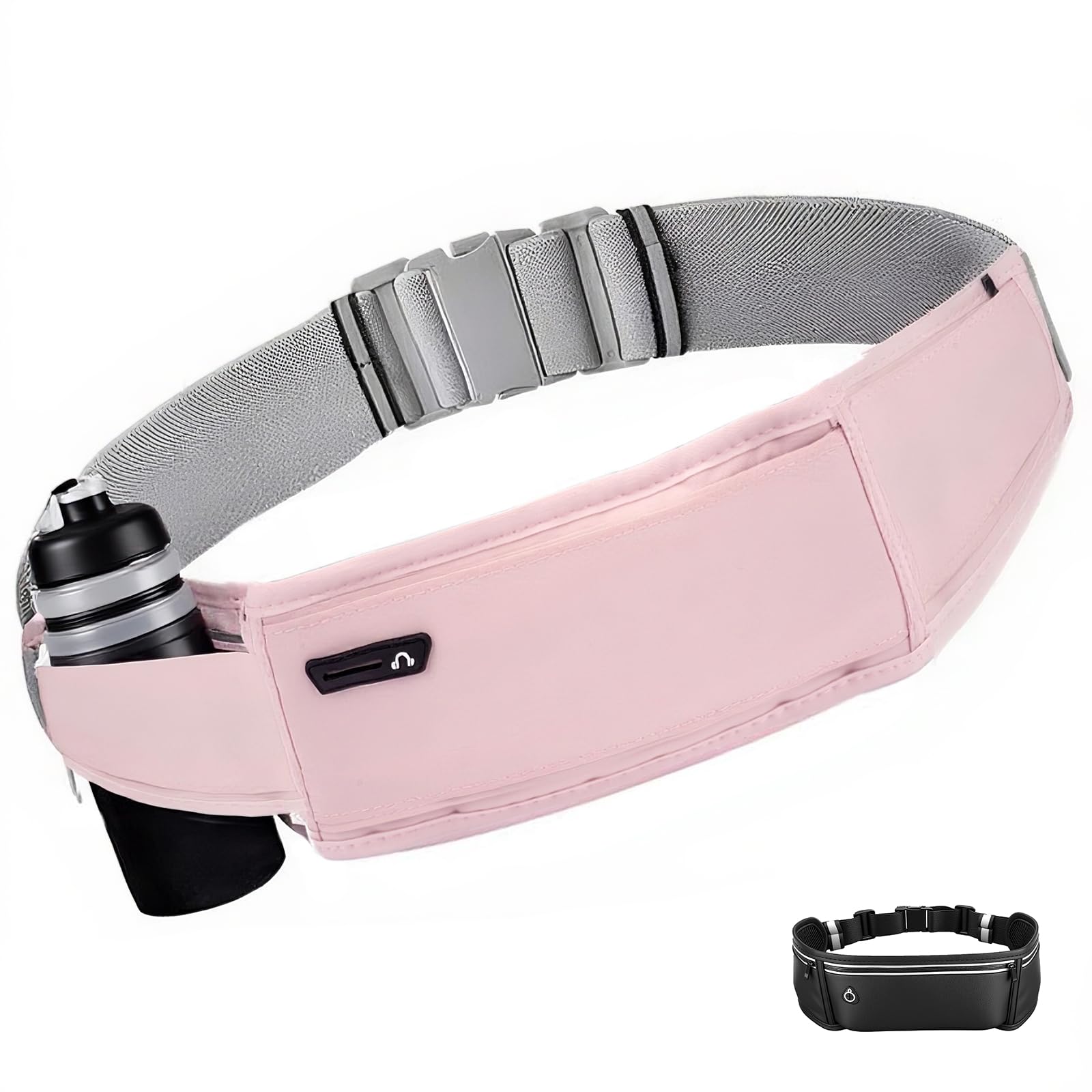 RidingRush Running Belt for Phone – Adjustable Running Waist Pack with 3 Pockets Fits Up to 7.2 Inch Phones, Slim Running Fanny Pack for Men & Women Jogging Hiking Fitness (Pink)