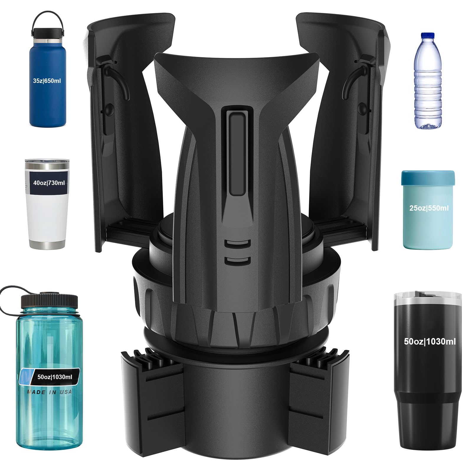 Automatic Car Cup Holder Expander, Large Water Bottles Holder for Yeti, Hydro Flask, Nalgene, Stanley, Owala 24/32/45/50 oz Travel Tumbler & Mug, Adjustable Car Cup Insert Accessories (CH03, 1PACK)