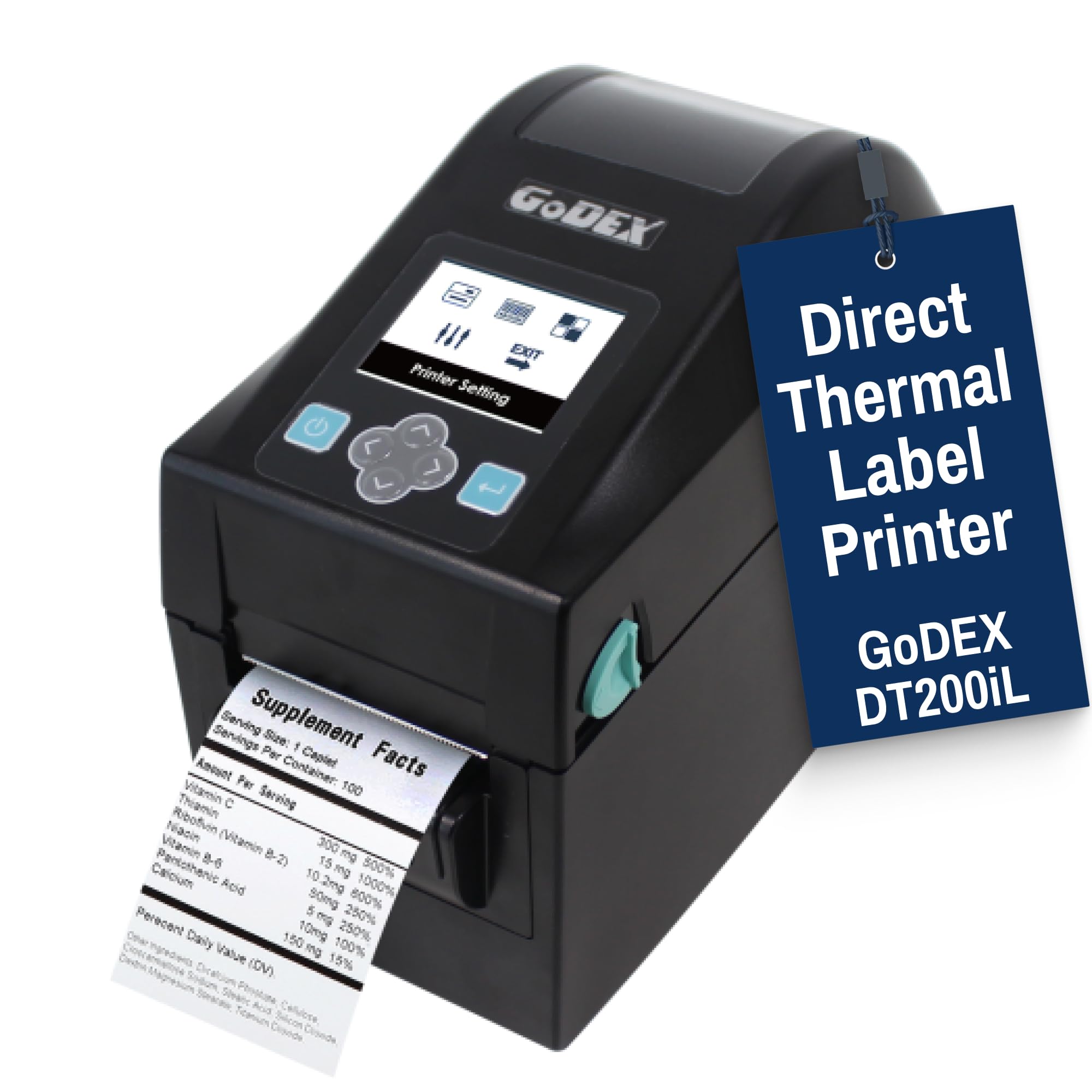 McAuley Labels GoDEX DT200iL Linerless Thermal Label Printer, 2 in, 203 DPI