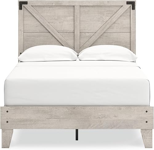 Miniatura 62 de Signature Design by Ashley - Base de cama con plataforma de granja casual Shawburn, tamaño matrimonial, cal desgastada Encalar,Gris (rustic