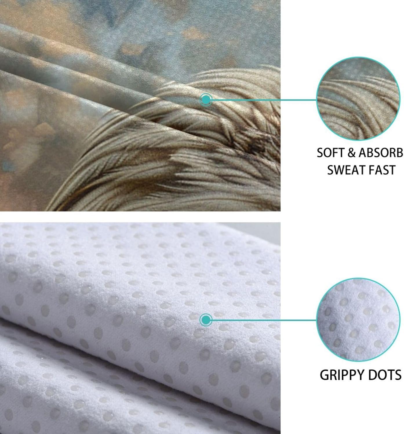 Yoga Mat Towel with Silicone Grip Dot Bald Bird Portrait – 73"x27" Non-Slip Sweat Absorbent Microfiber Yoga Towel for Home Gym Studio
