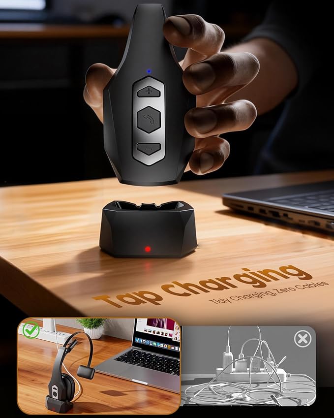 Auriculares Bluetooth Trucker con Base de Carga y Micrófono miniatura 7