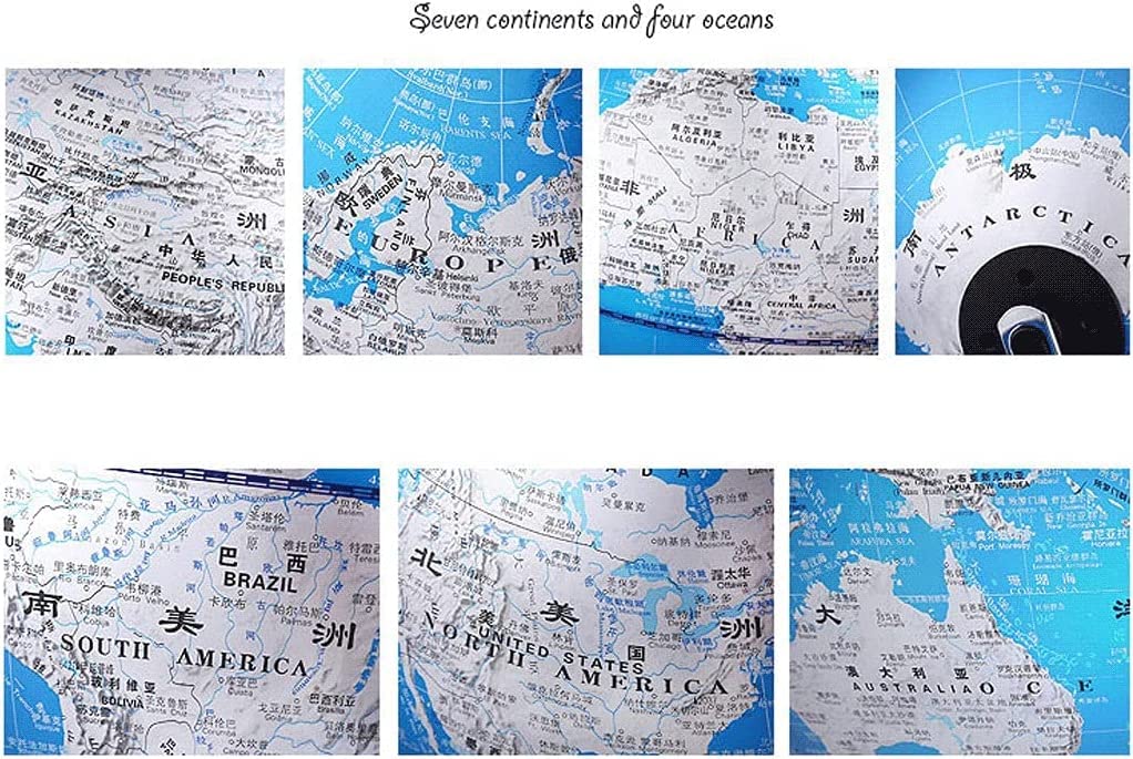 Klassischer Blauer Weltglobus mit Rutschfester Edelstahlbasis, Ständer für den Schreibtisch, pädagogischer Geographie-Weltglobus, perfekte Heimdekoration (20 cm)