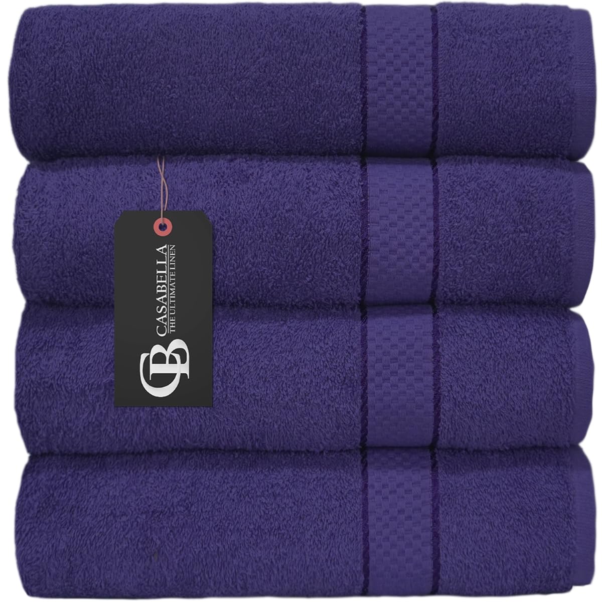 Casabella Pack of 2 Large Jumbo Bath Sheets 100% Egyptian Combed Cotton Big Beautiful Towels_Purple_2pcs โ image 1