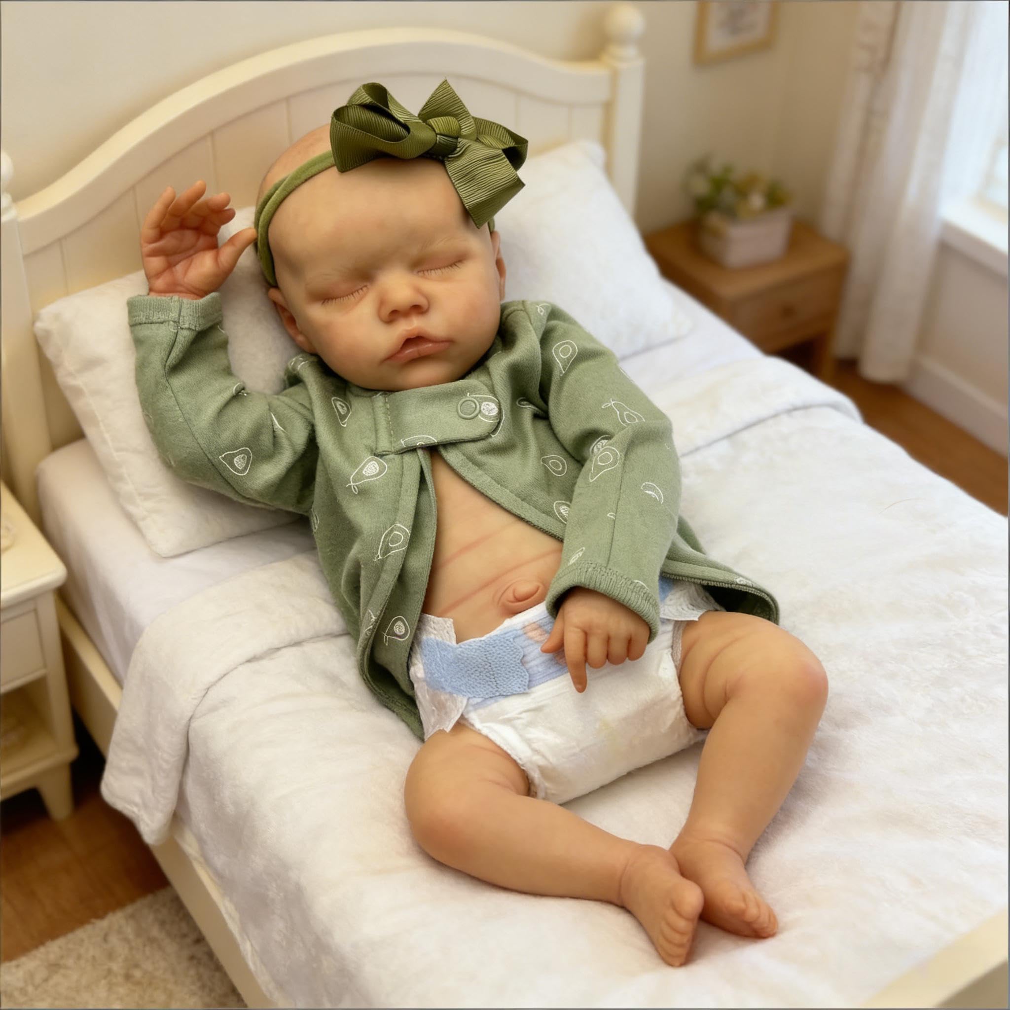 Reborn Baby Dolls silikonowe całe ciało, winylowe, 45 cm, realistyczne, śpiąca dziewczyna, prawdziwa lalka niemowlęca, realistyczna lalka noworodka, z akcesoriami do zabawek