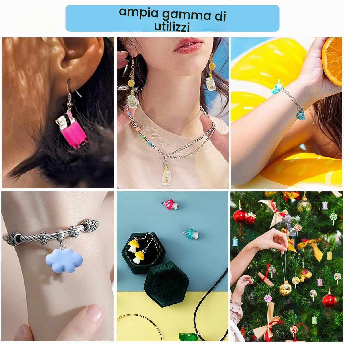 TRUBUY Set di Ciondoli, 100 pezzi in Resina Bubble Tea Mushroom Bear Crafting con 151PCS Accessori Fai Da Te per Orecchini Bracciali Collane Portachiavi e Creazione di Gioielli