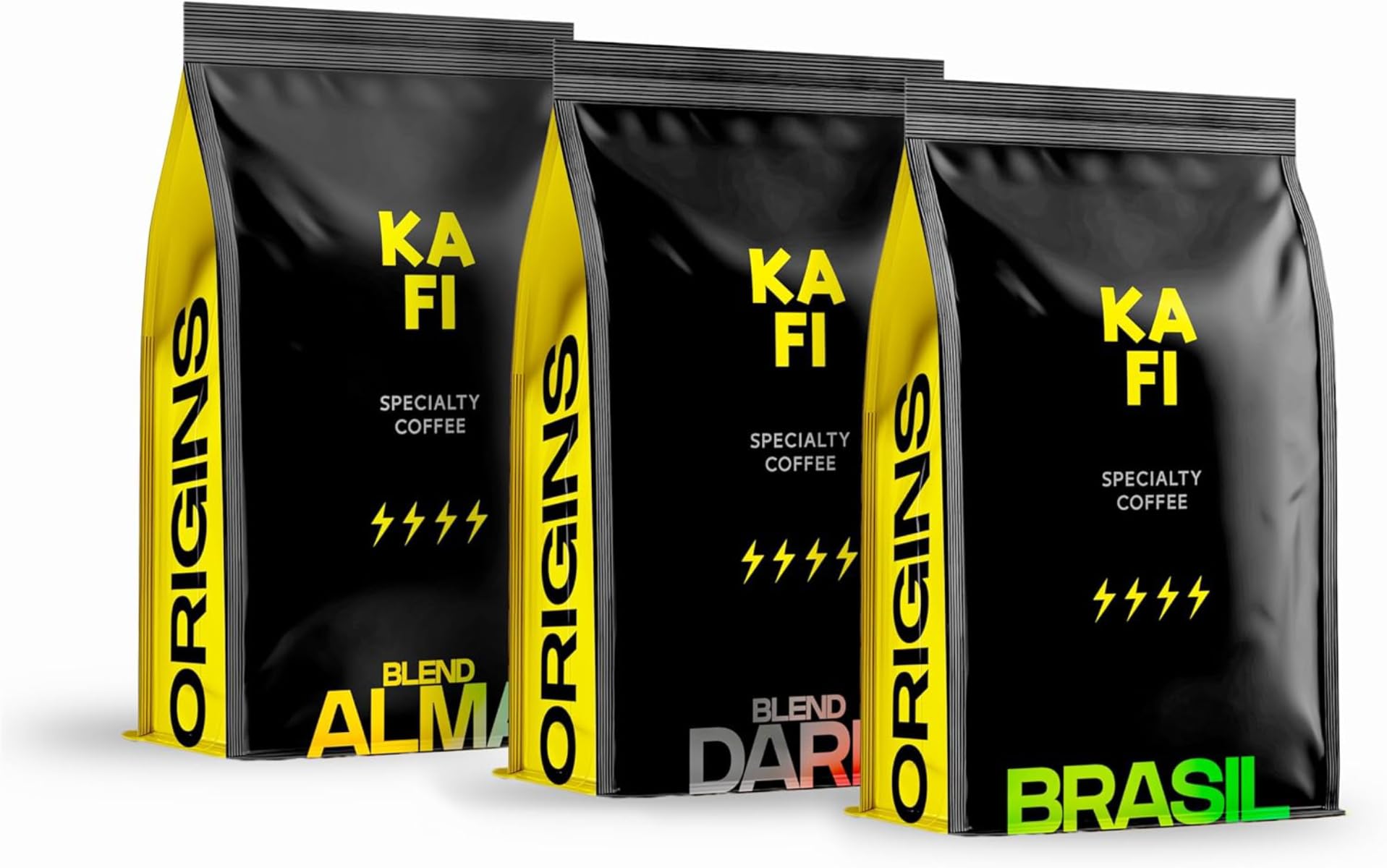 KAFI Café en Grano de Especialidad Pack Sabor Super Intenso (Brasil, Alma, Dark) 1,5kg (3x500g) - 100% Arábica Natural - Chocolate, Caramelo y Nuez - Ideal para Cafetera Superautomática y Molinillo